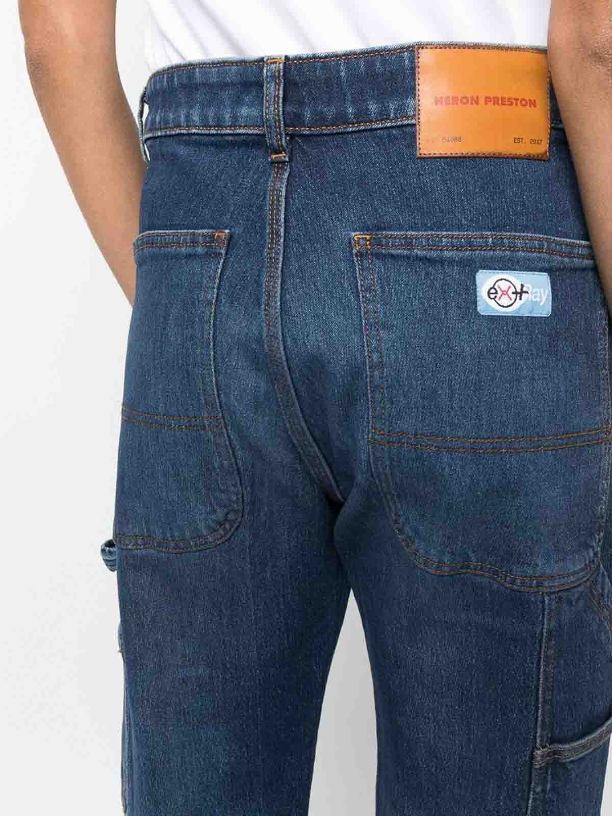 Shop Heron Preston Blue Ex-ray Wide-leg Jeans