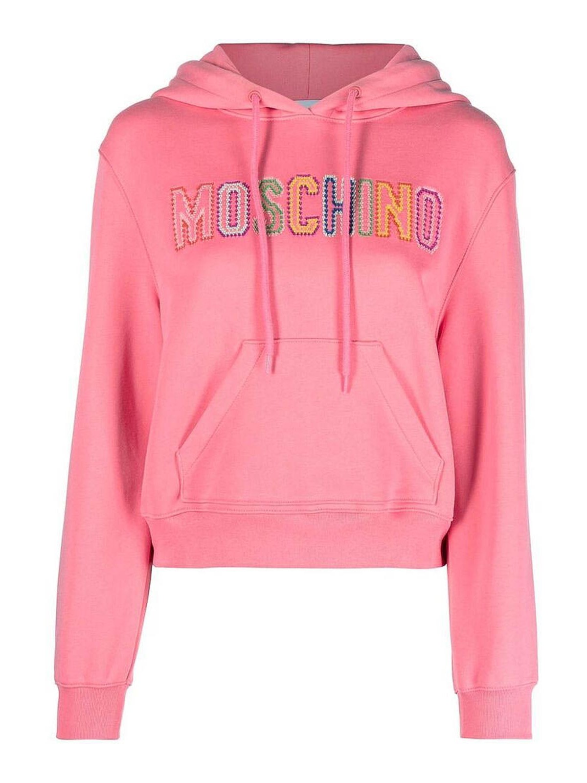 Shop Moschino Rose Pink Embroidered-logo Hoodie In Nude & Neutrals