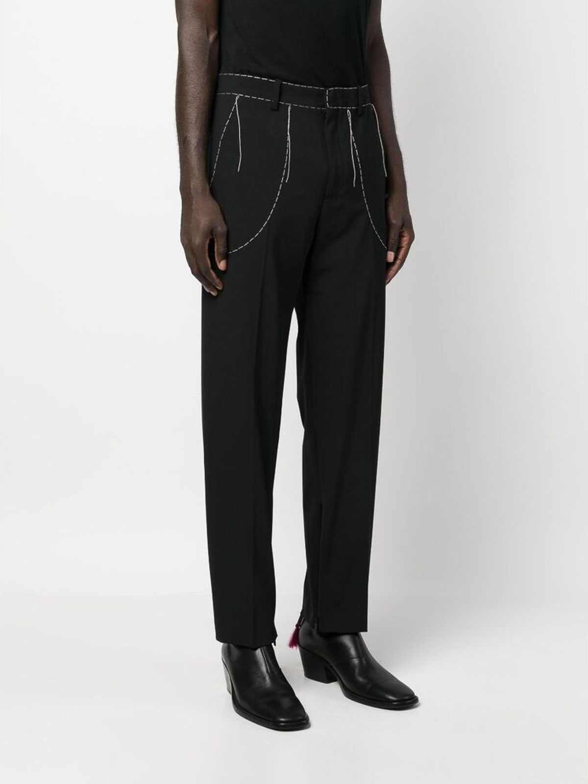 Shop Off-white Blackwhite Stitch Tailored Trousers
