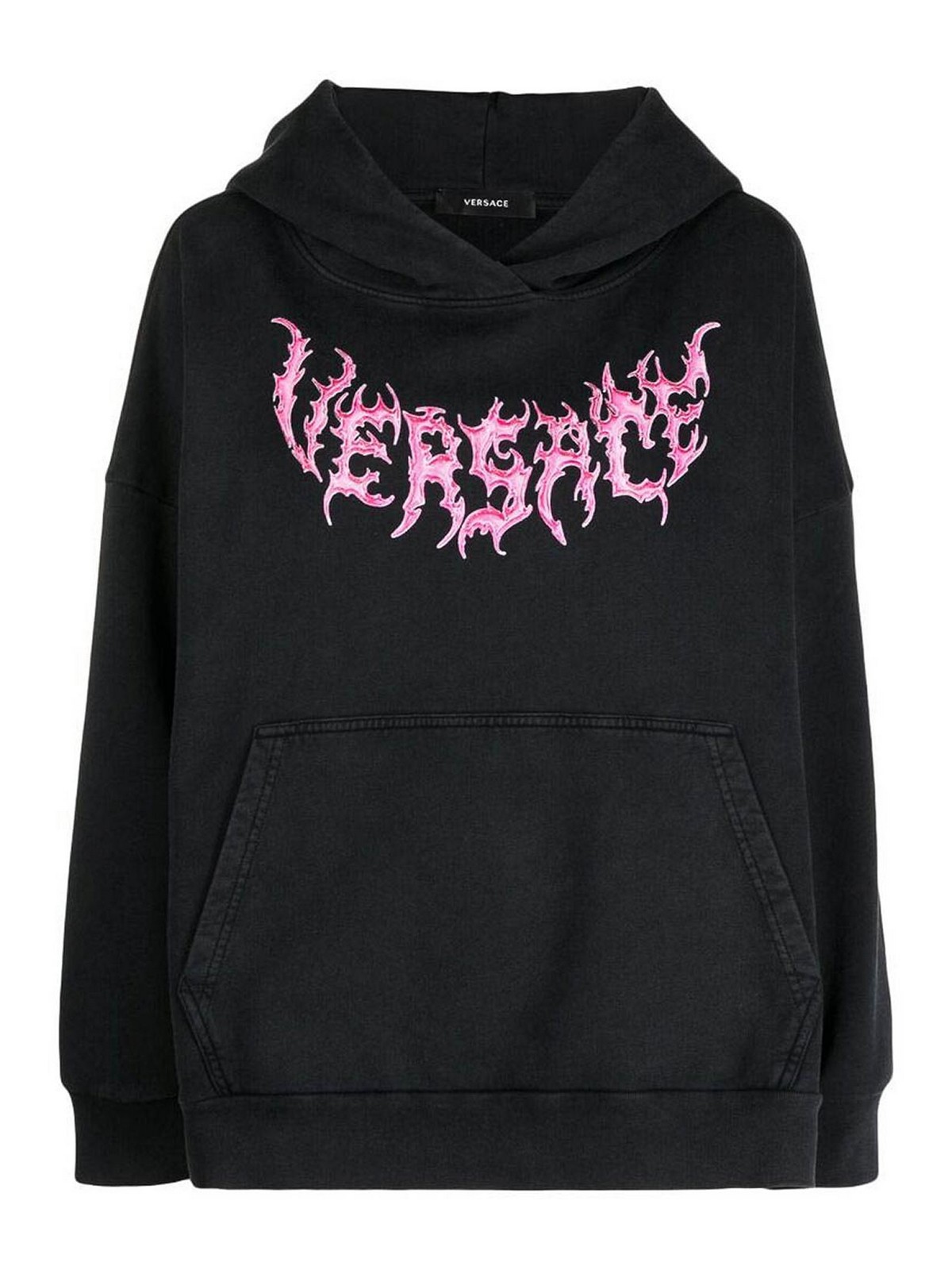 Shop Versace Black Logo-print Hoodie