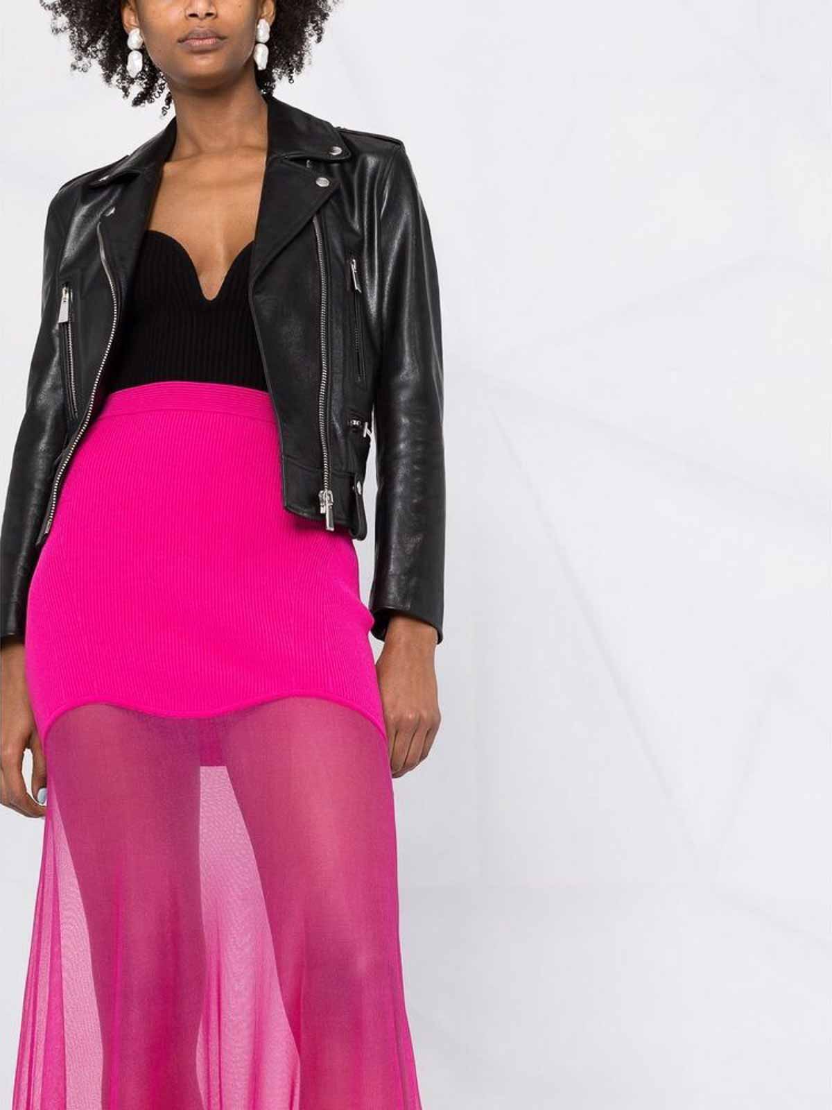 Shop Alexander Mcqueen Pink Transparent-panel Midi Skirt In Nude & Neutrals