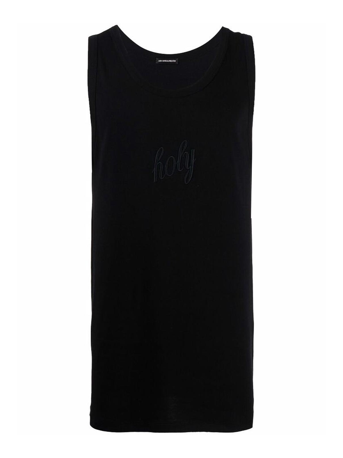 Ann Demeulemeester Black holy-embroidered tank top|2201MJE2022098