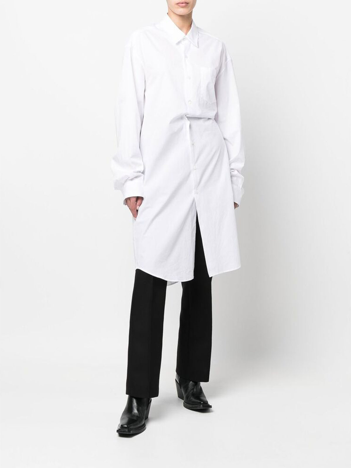 Shop Ann Demeulemeester Tied-waist Tunic In White