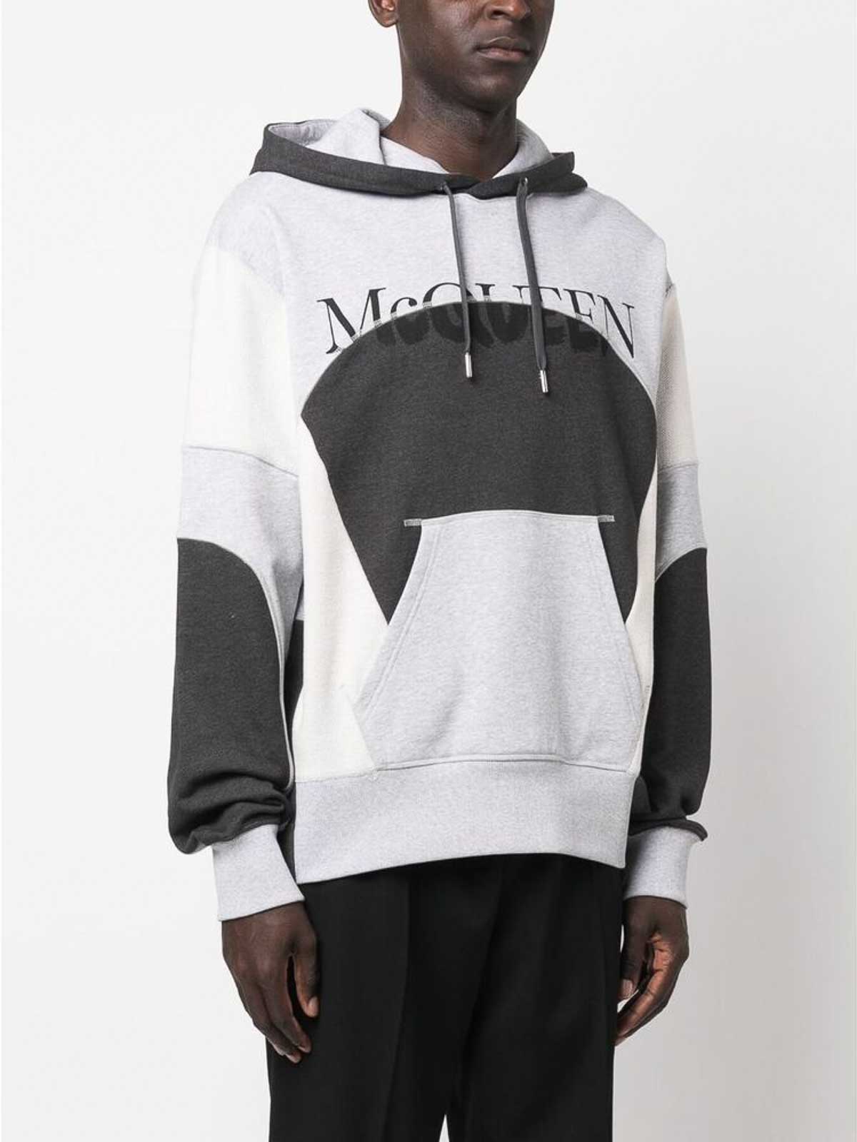 Shop Alexander Mcqueen Logo-print Hoodie In Grey