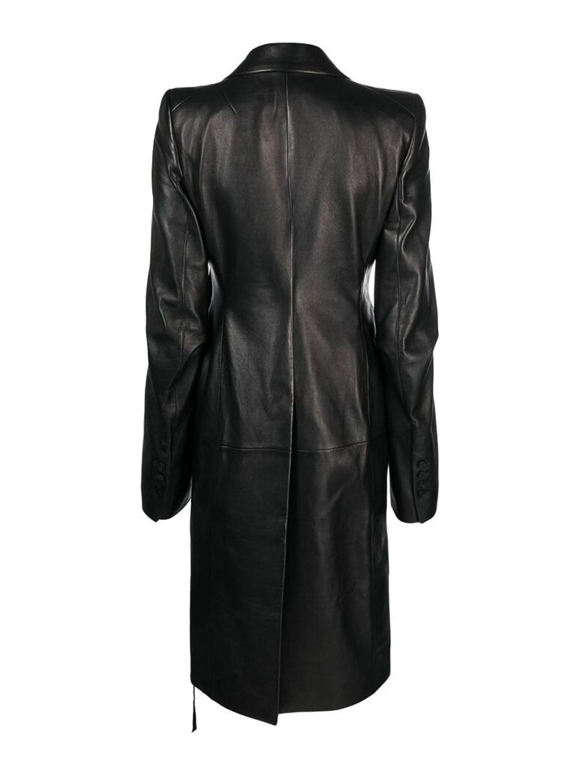 Shop Ann Demeulemeester Black Notched Lapels Strap Coat