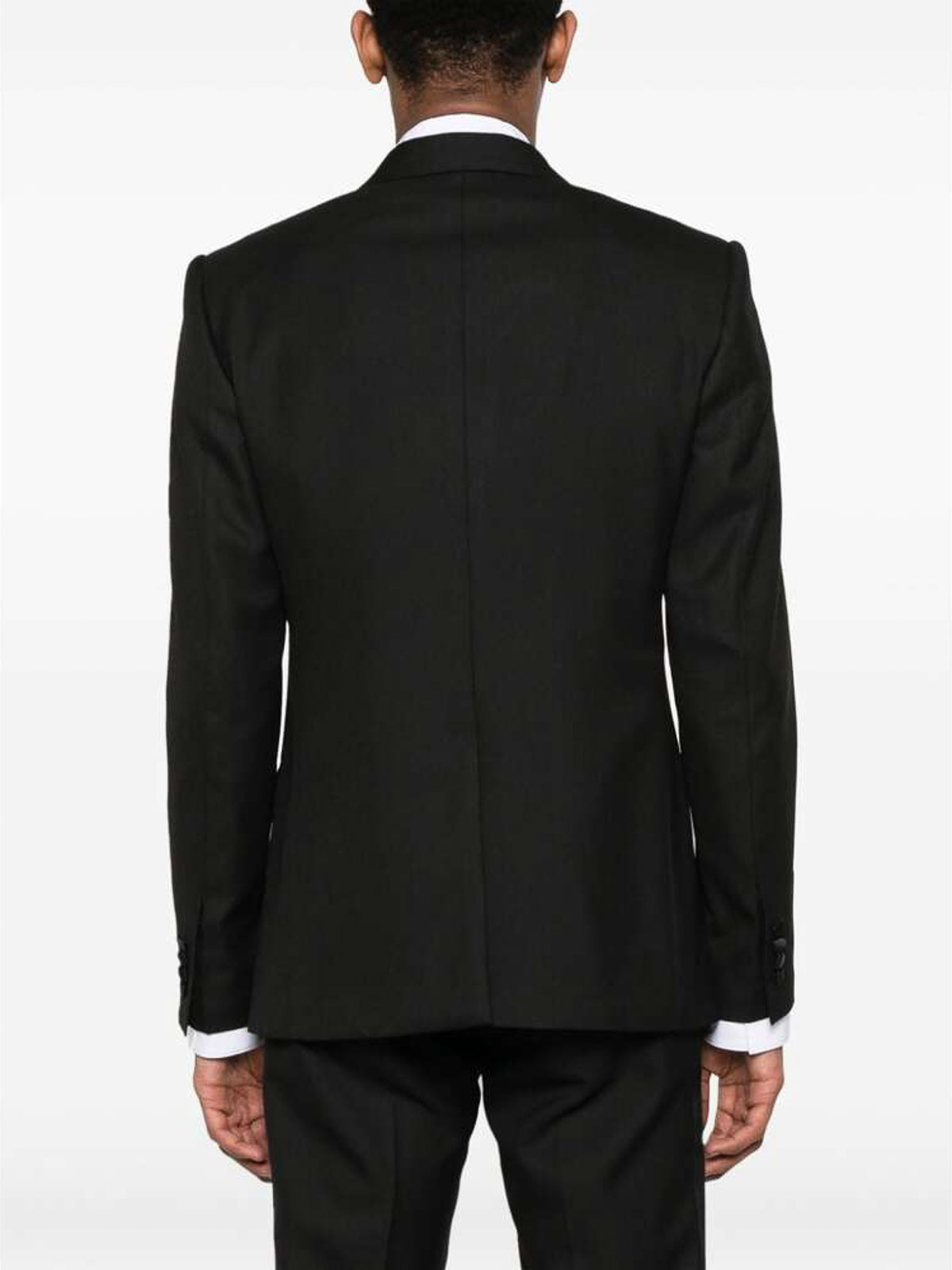 Shop Dolce & Gabbana Sequin-lapel Double-breasted Blazer In Black
