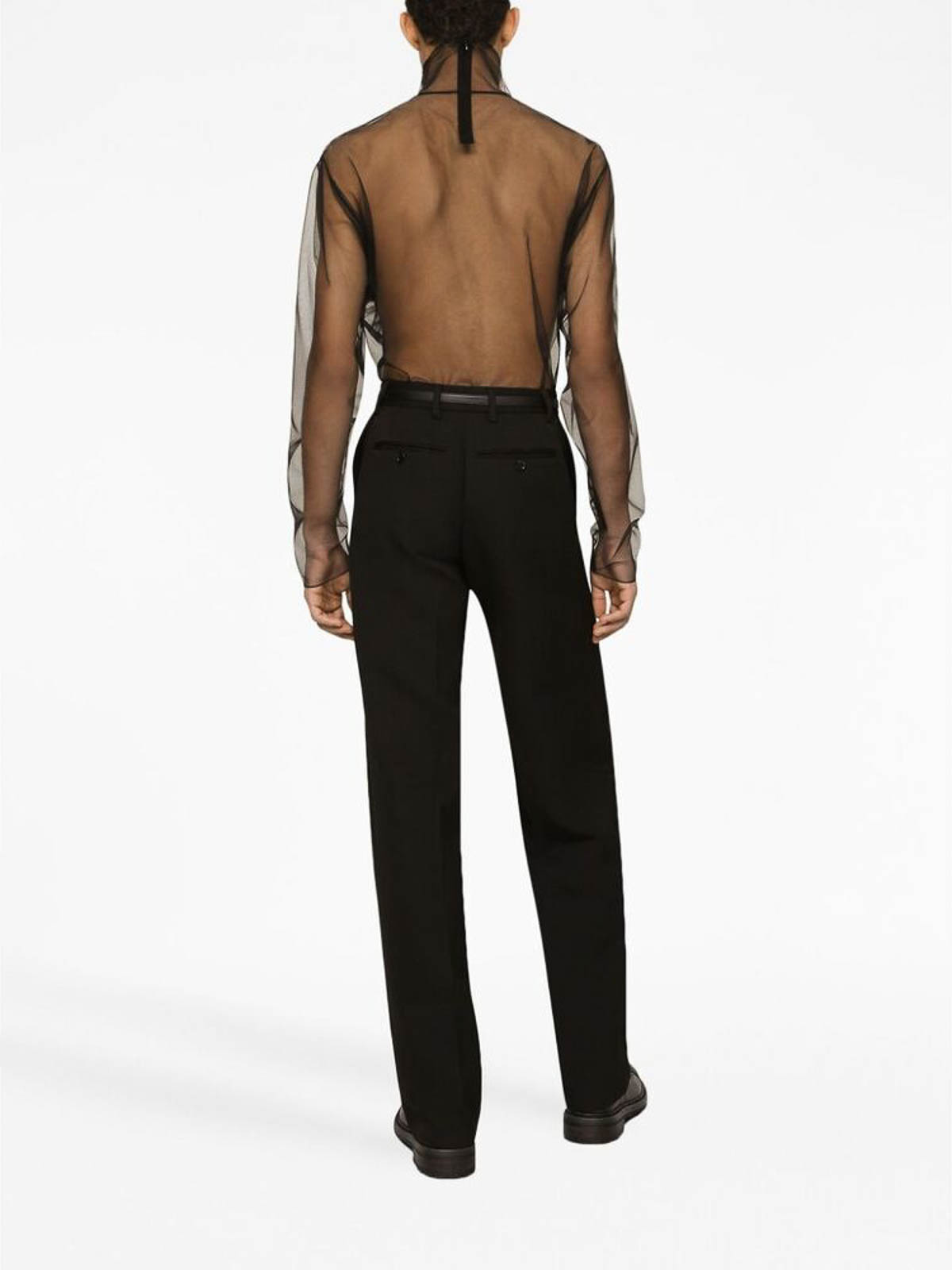 Shop Dolce & Gabbana Pressed-crease Tailored-cut Trousers In Black