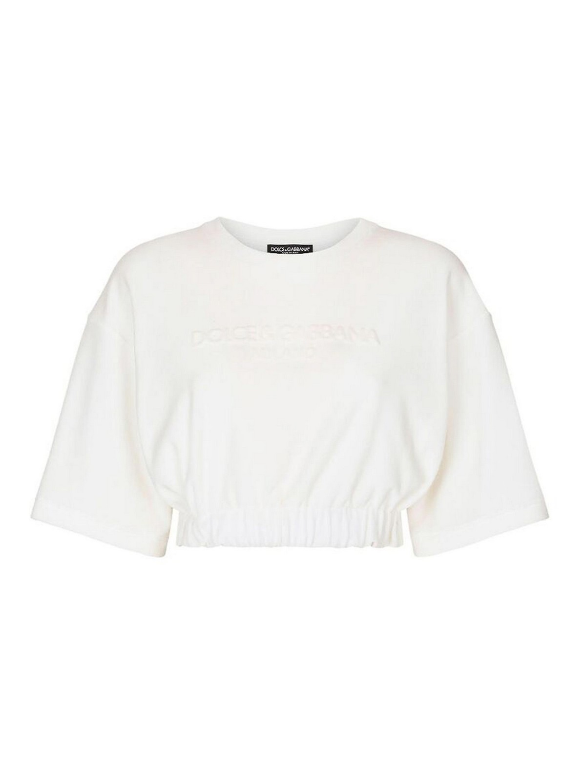 Dolce & Gabbana Elasticated-waistband Cotton-blend T-shirt In White