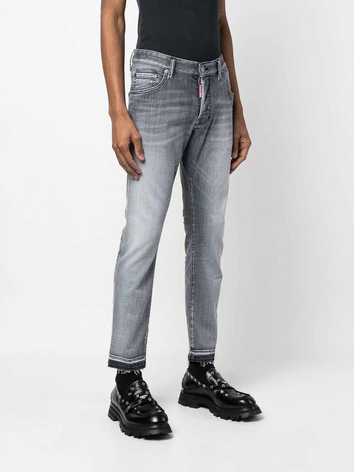 Shop Dsquared2 Slim-fit Cropped Jeans In Grey