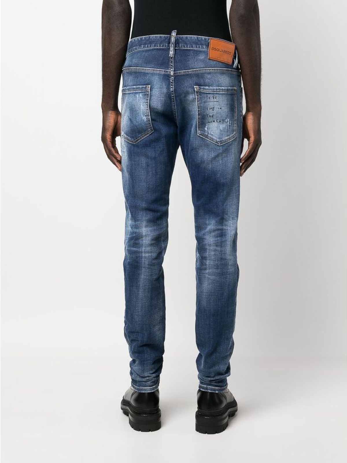 Shop Dsquared2 Slim-fit Distressed-finish Jeans In Blue