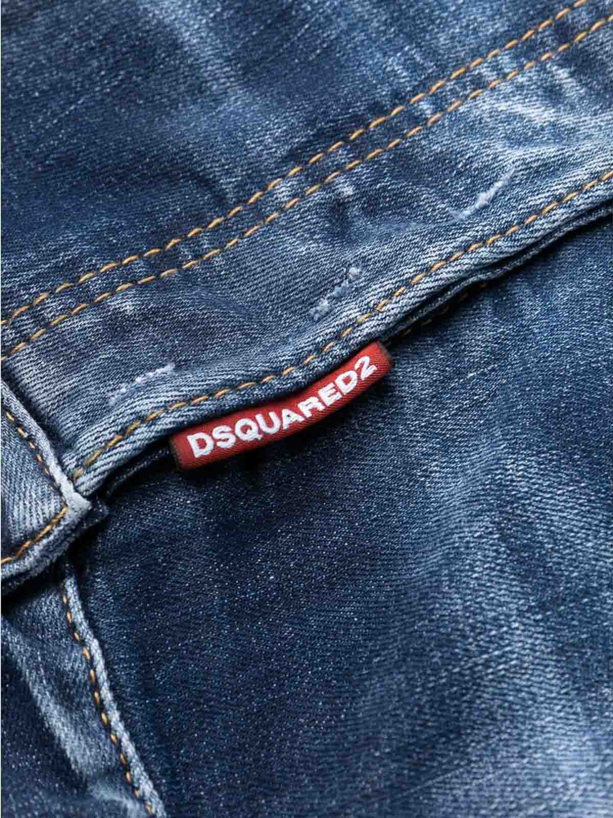 Shop Dsquared2 Slim-fit Distressed-finish Jeans In Blue