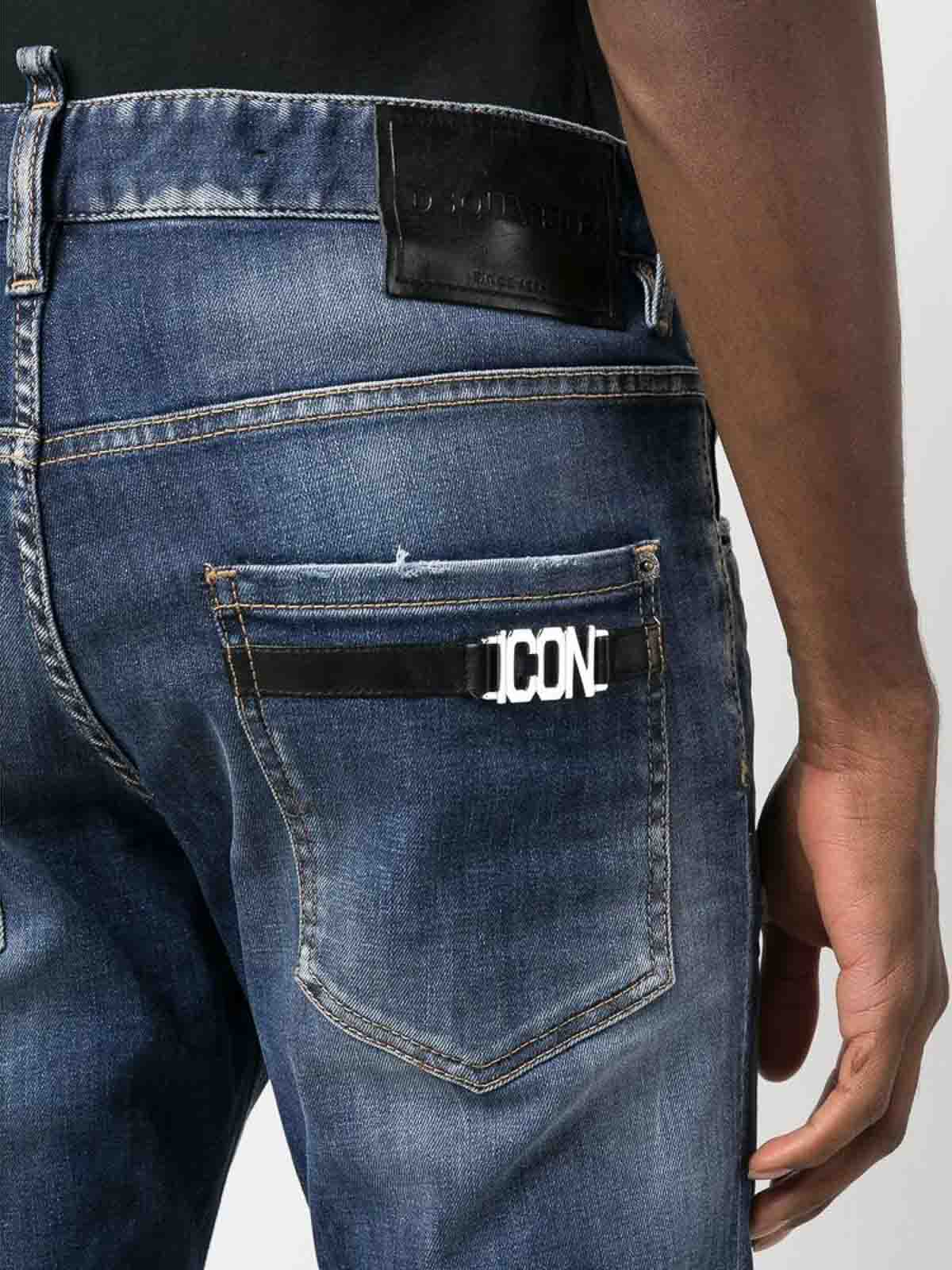 Shop Dsquared2 Icon Distressed Skinny Jeans In Blue