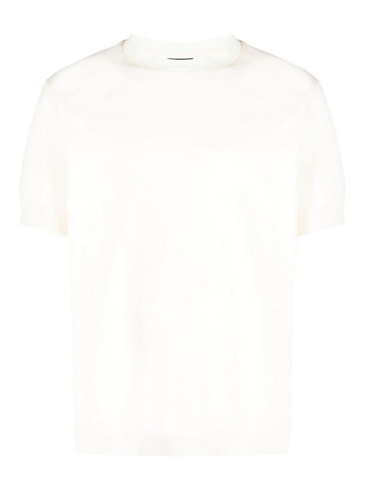 Emporio Armani Crew-neck Cotton T-shirt In Cream