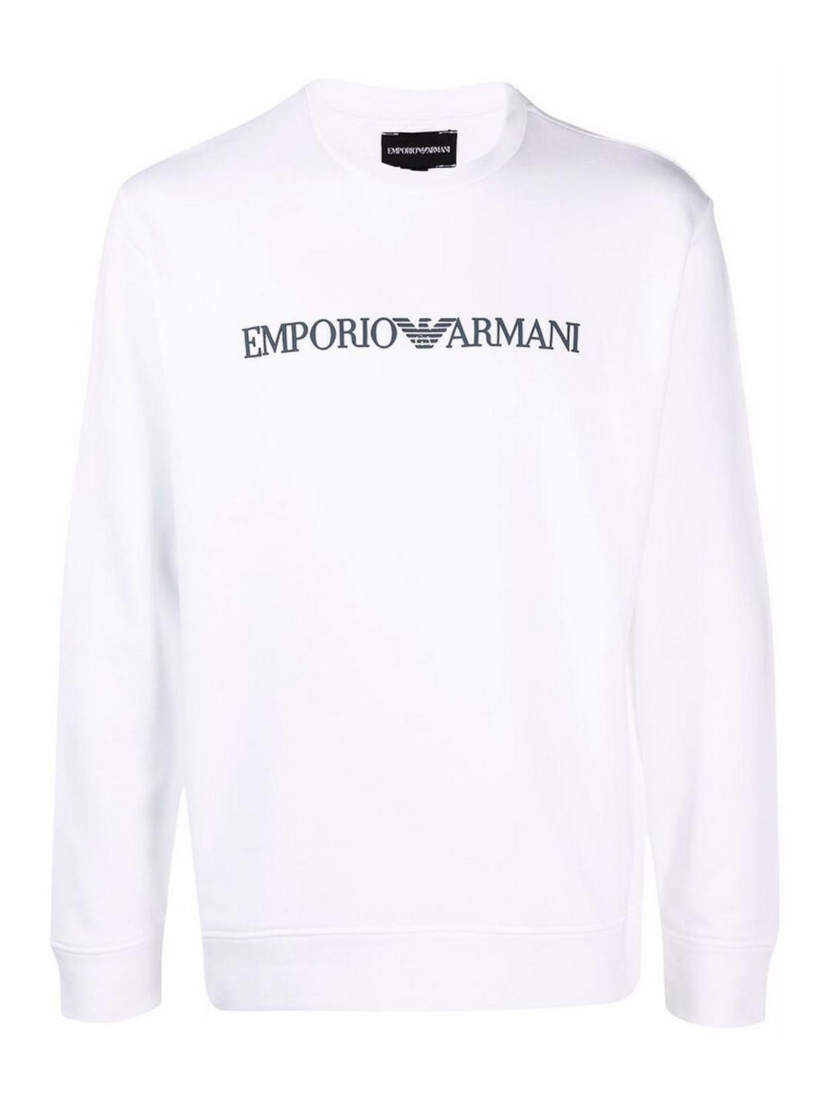 Emporio Armani Whiteblack Logo-print Crew-neck Sweatshirt