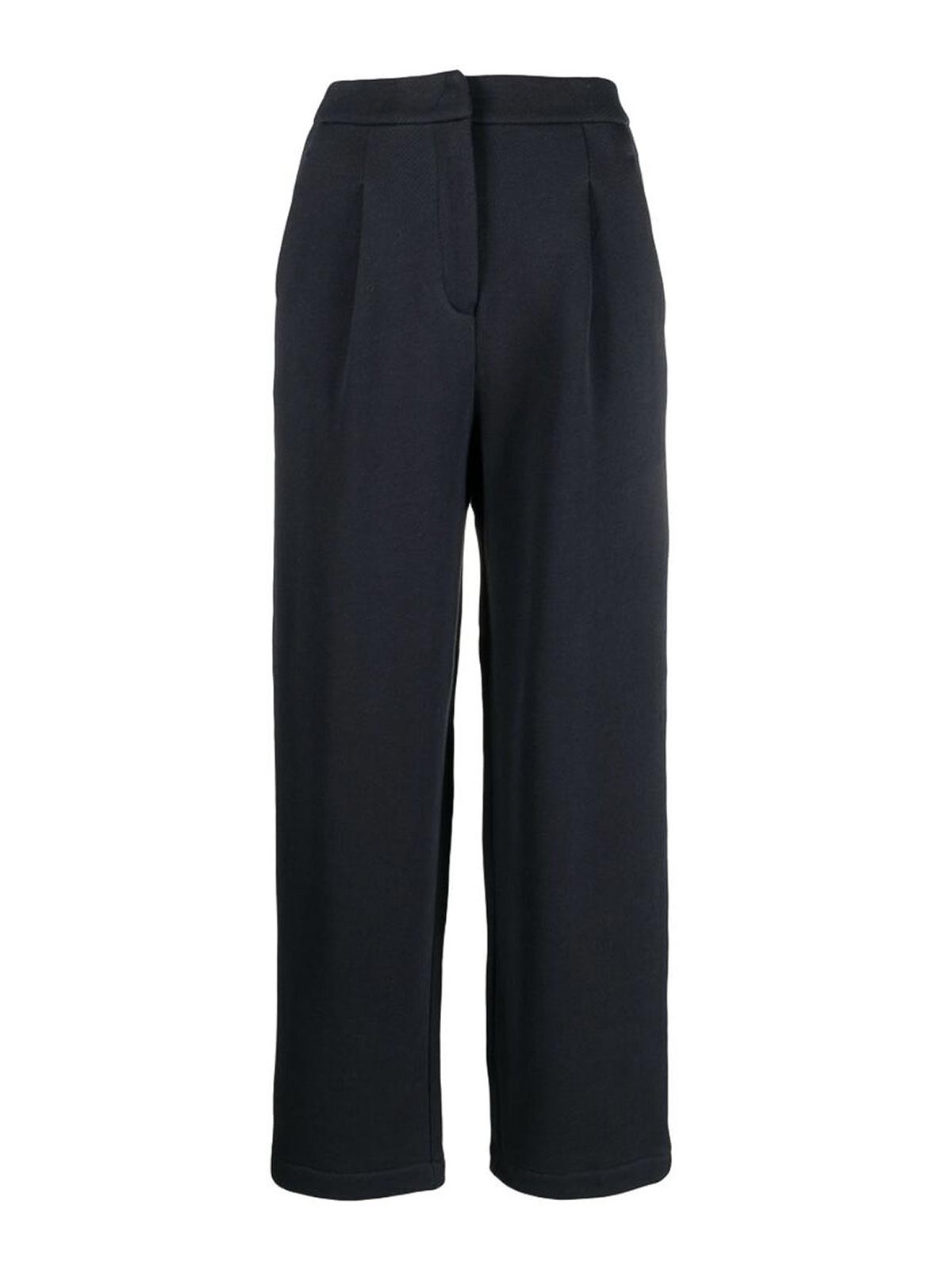 Shop Emporio Armani Navy Logo-embroidered Trousers In Blue