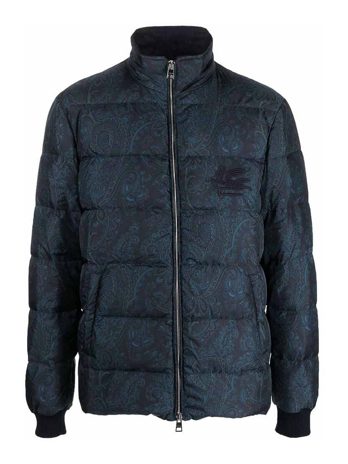 Shop Etro Navy Paisley-print Padded Jacket In Blue