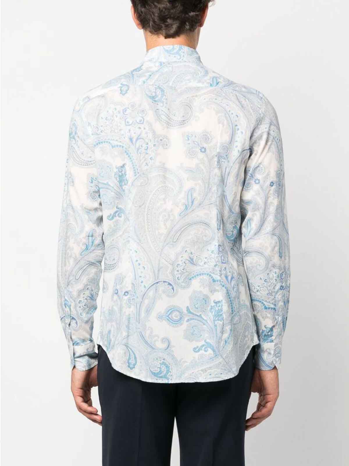 Shop Etro Light-blue Paisley-print Shirt
