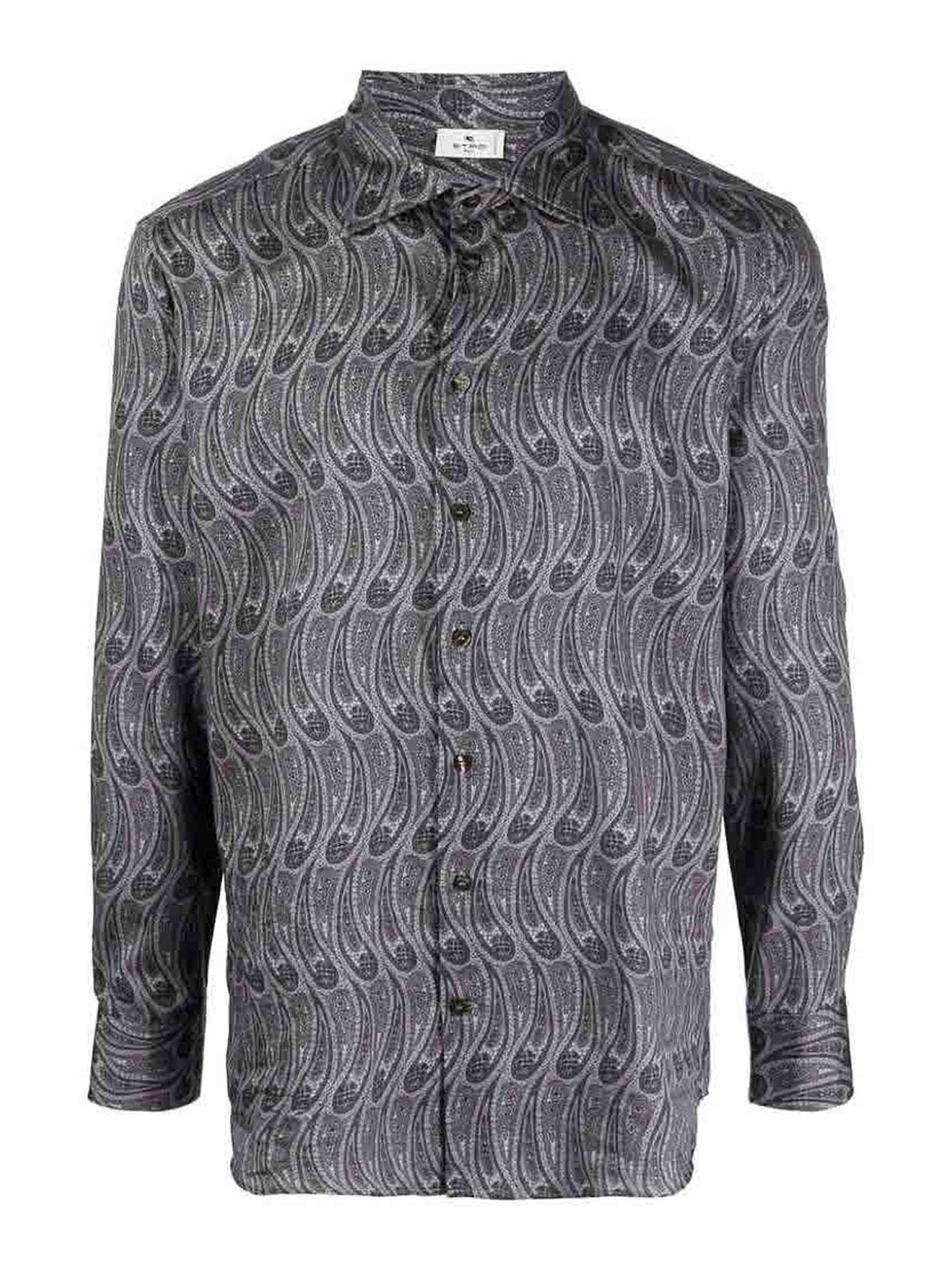 Shop Etro Grey Paisley-print Shirt