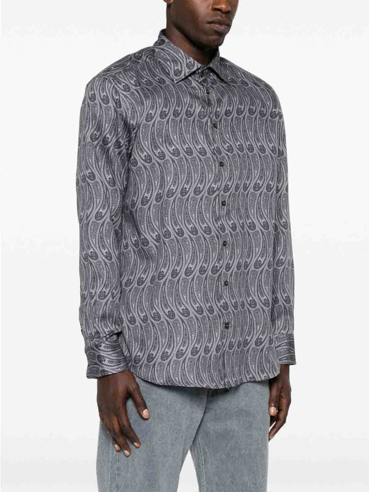 Shop Etro Grey Paisley-print Shirt