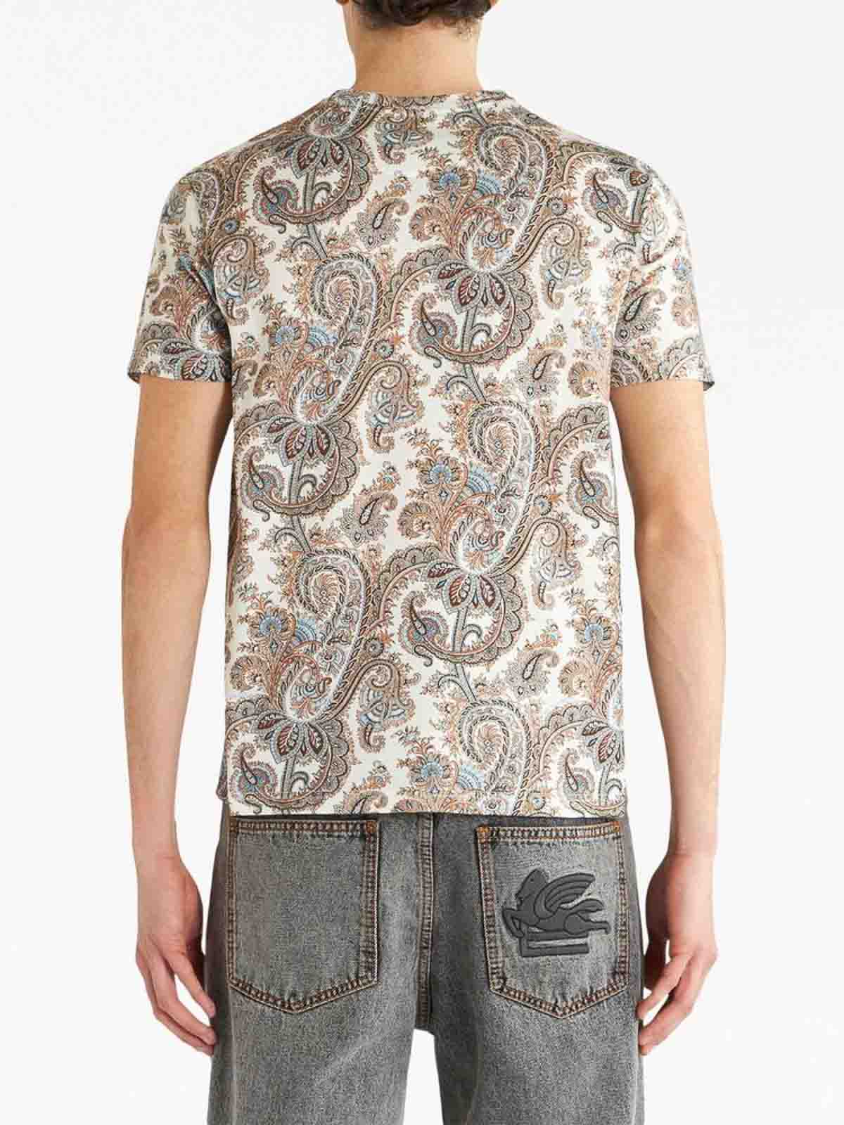 Shop Etro Beige Paisley-print T-shirt