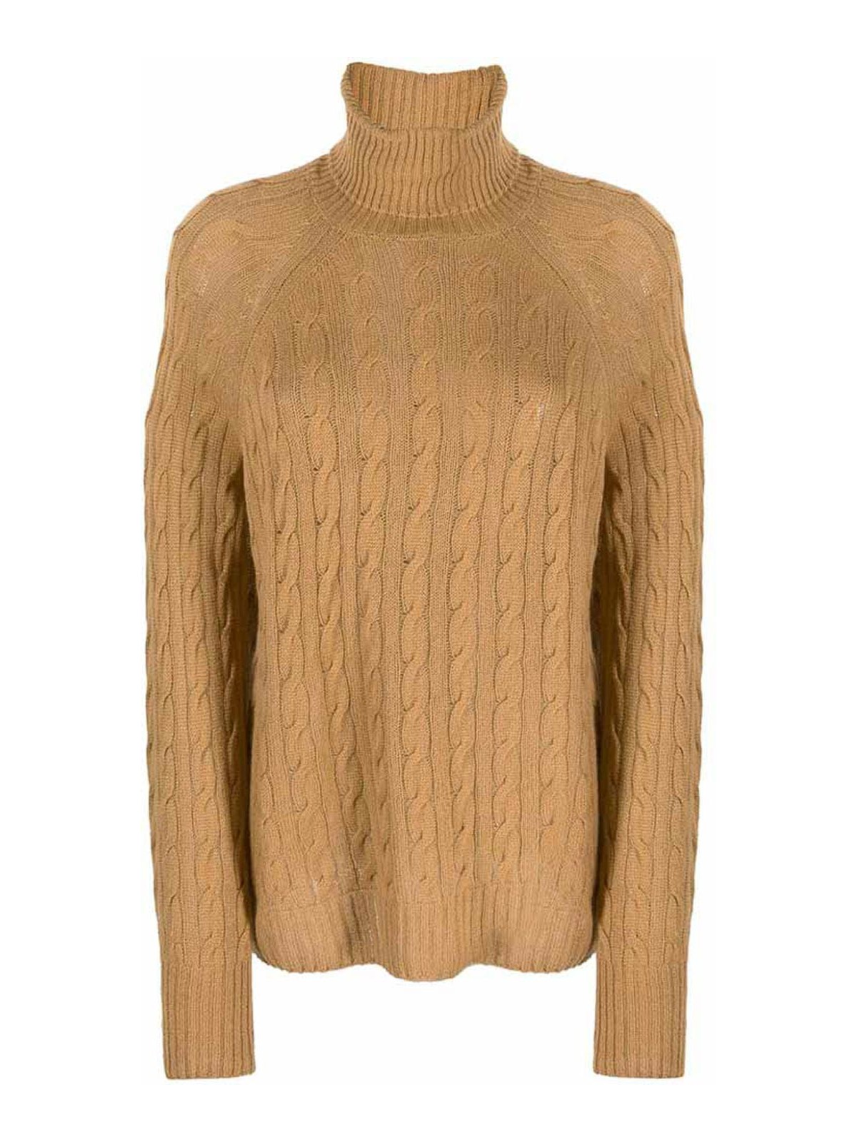 Shop Etro Sand Cable-knit Roll-neck Jumper In Brown