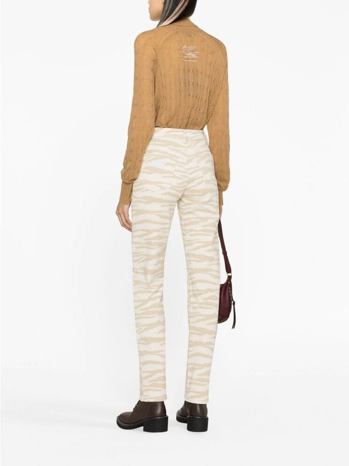Shop Etro Sand Cable-knit Roll-neck Jumper In Brown