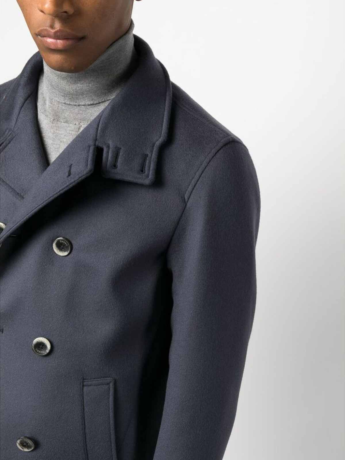Shop Herno Blue-grey Double-breasted Coat