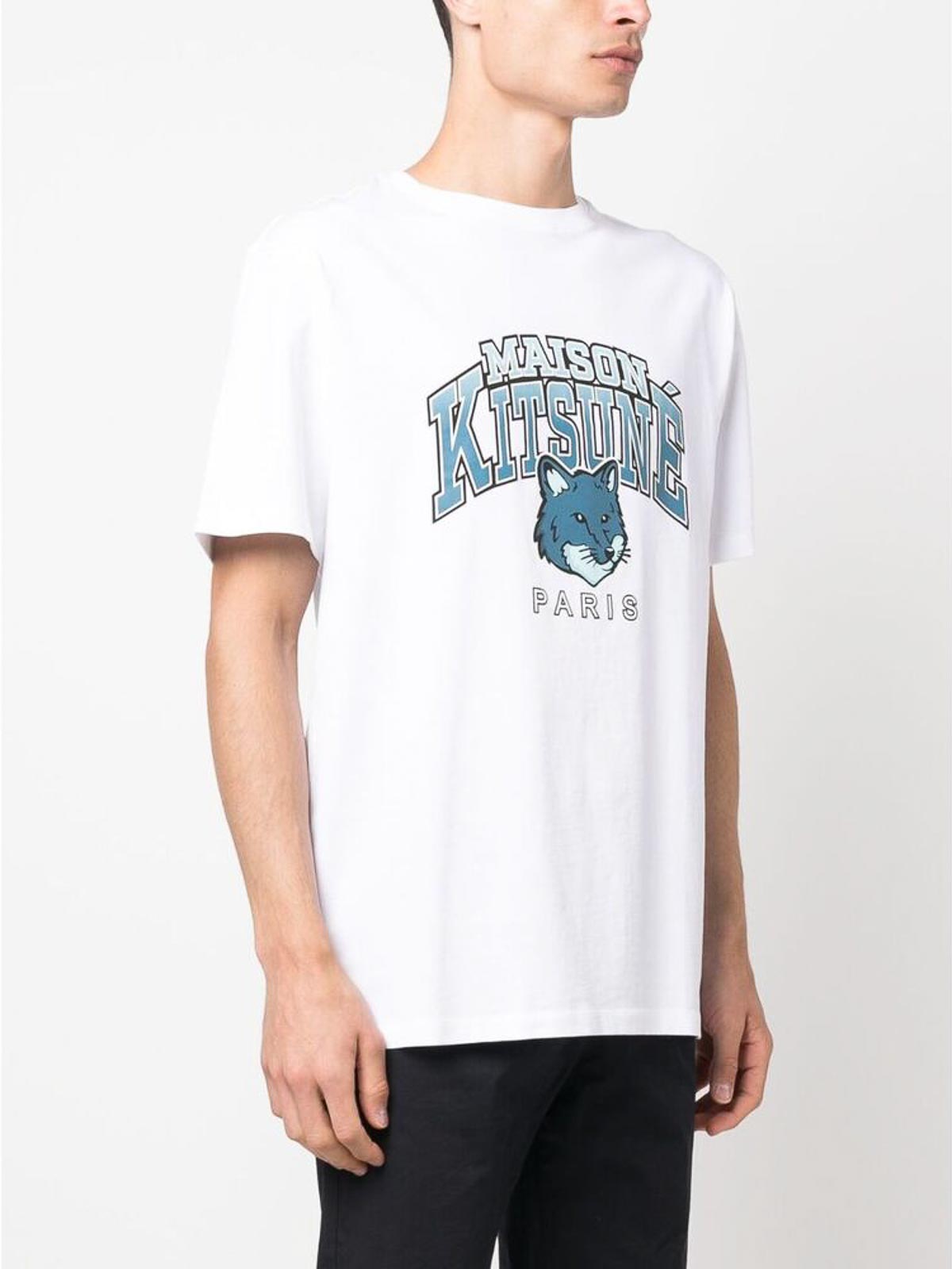 Shop Maison Kitsuné Off-white Logo-print T-shirt