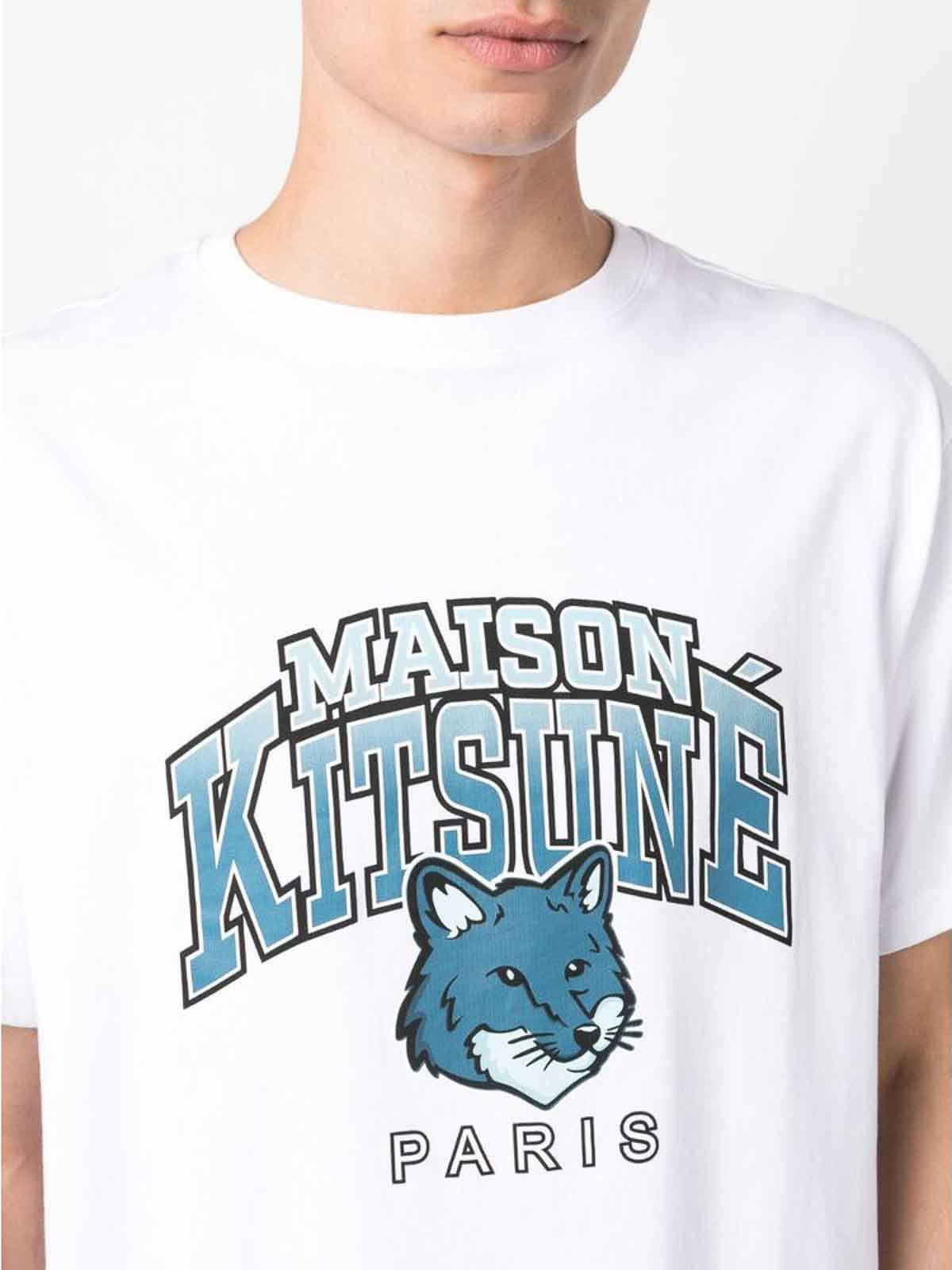 Shop Maison Kitsuné Off-white Logo-print T-shirt