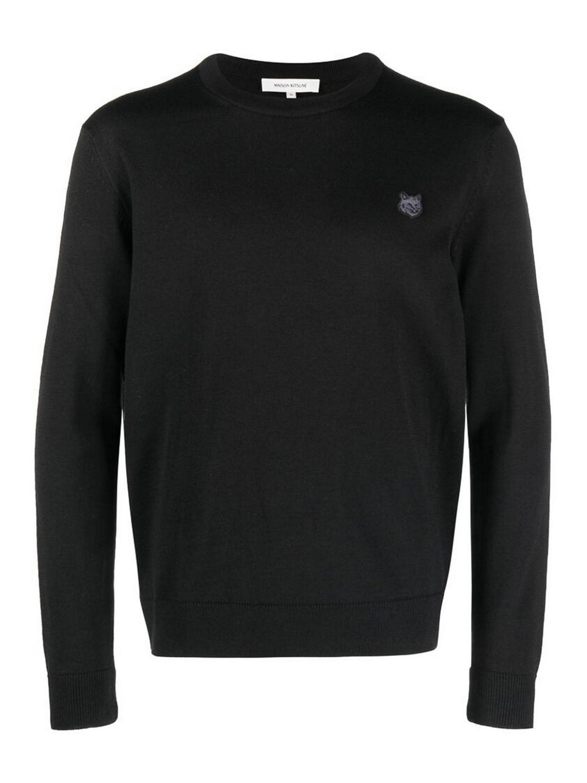 Shop Maison Kitsuné Black Logo-appliqu Crew-neck Sweatshirt