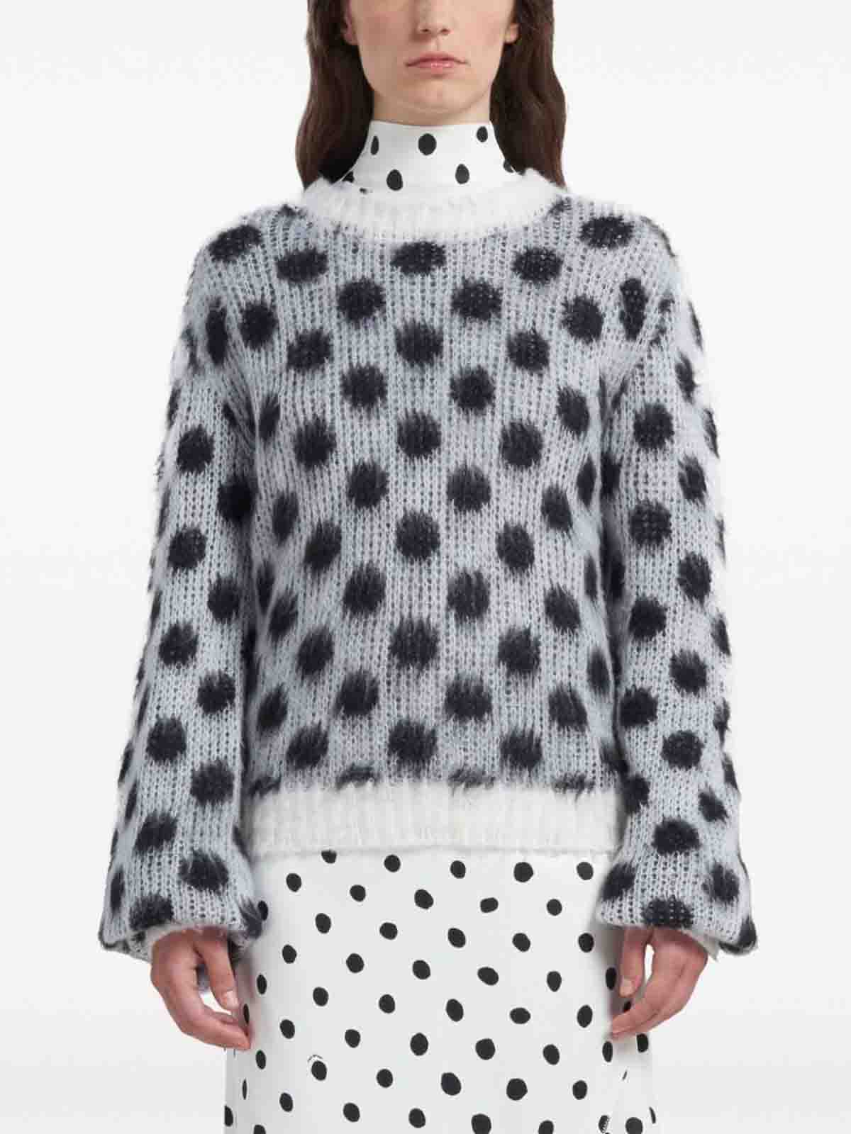 Shop Marni Knitted Construction Sweater In White