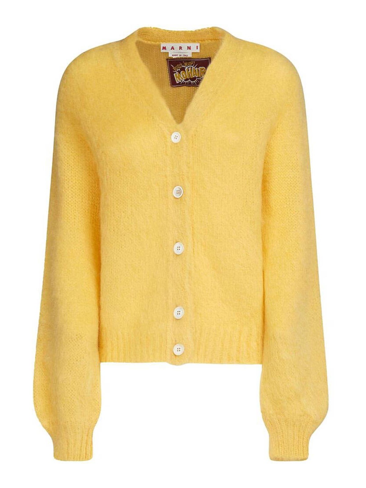 Shop Marni Lemon Yellow Knitted Construction V-neck
