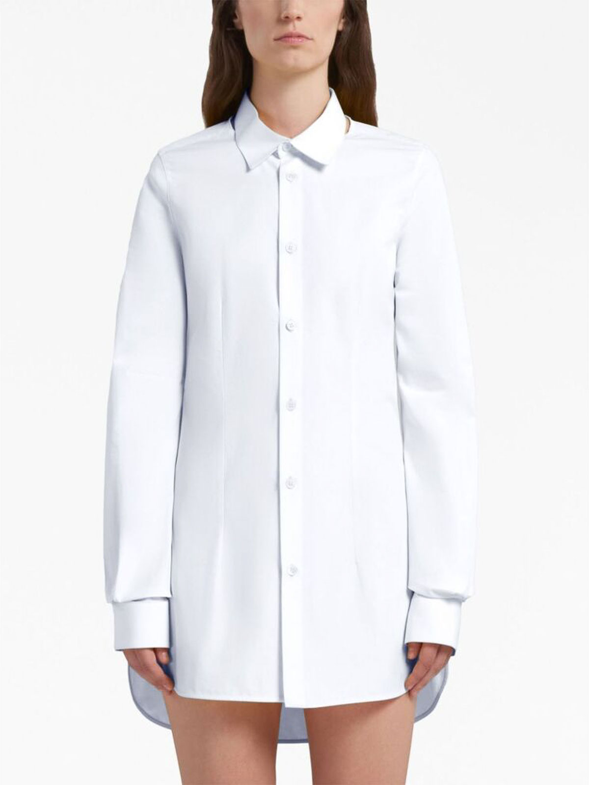 Shop Marni White Cut-out Detailing Embroidered Shirt