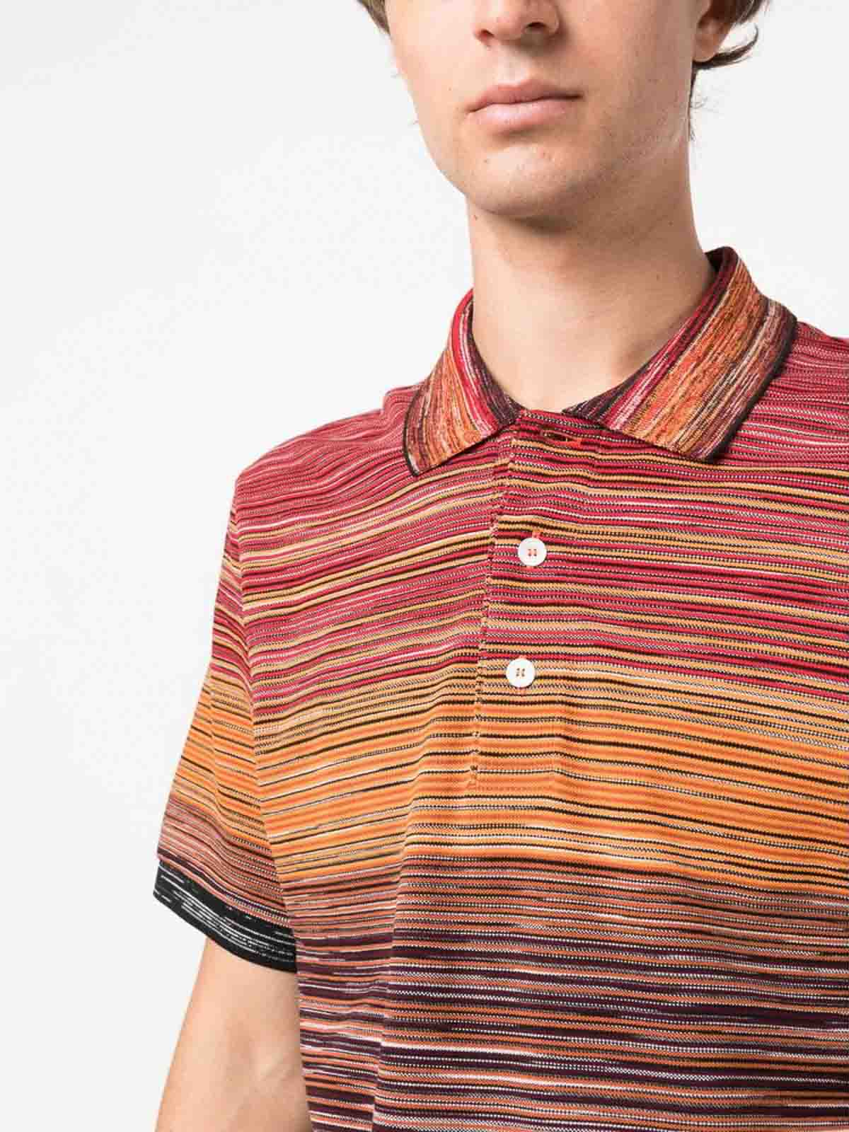 Shop Missoni Orange Stripe-pattern Polo
