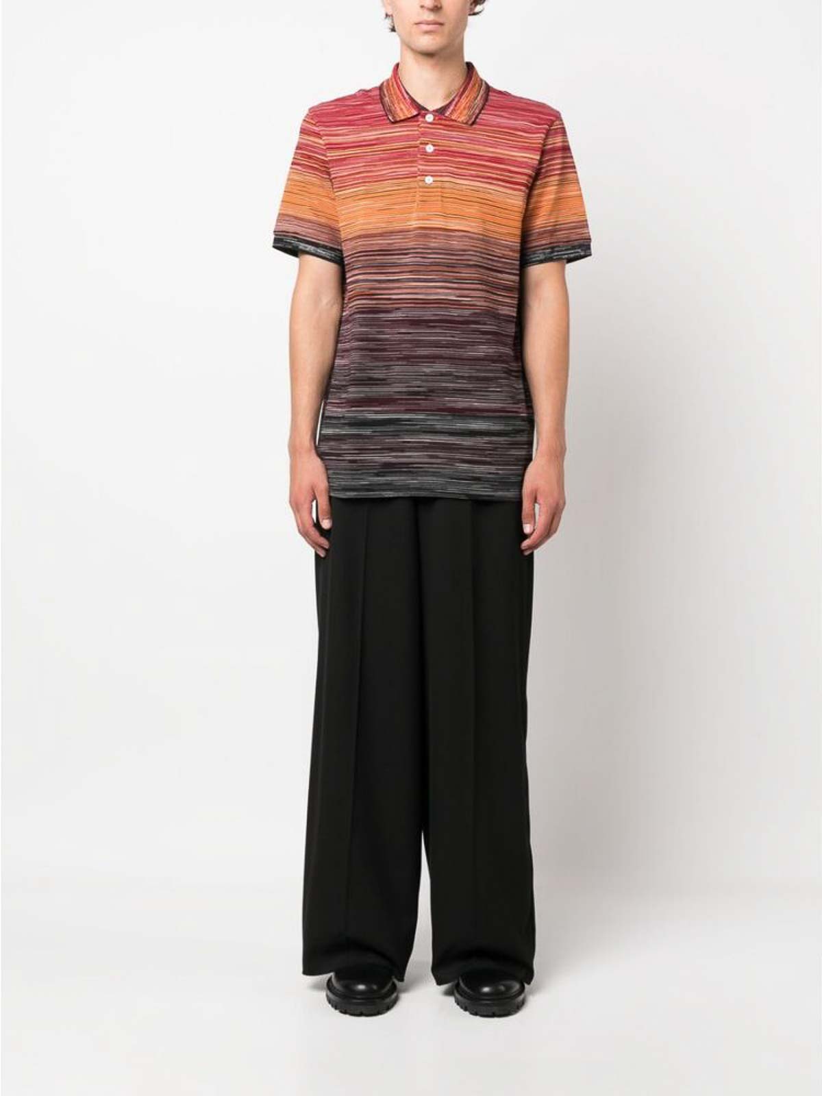 Shop Missoni Orange Stripe-pattern Polo