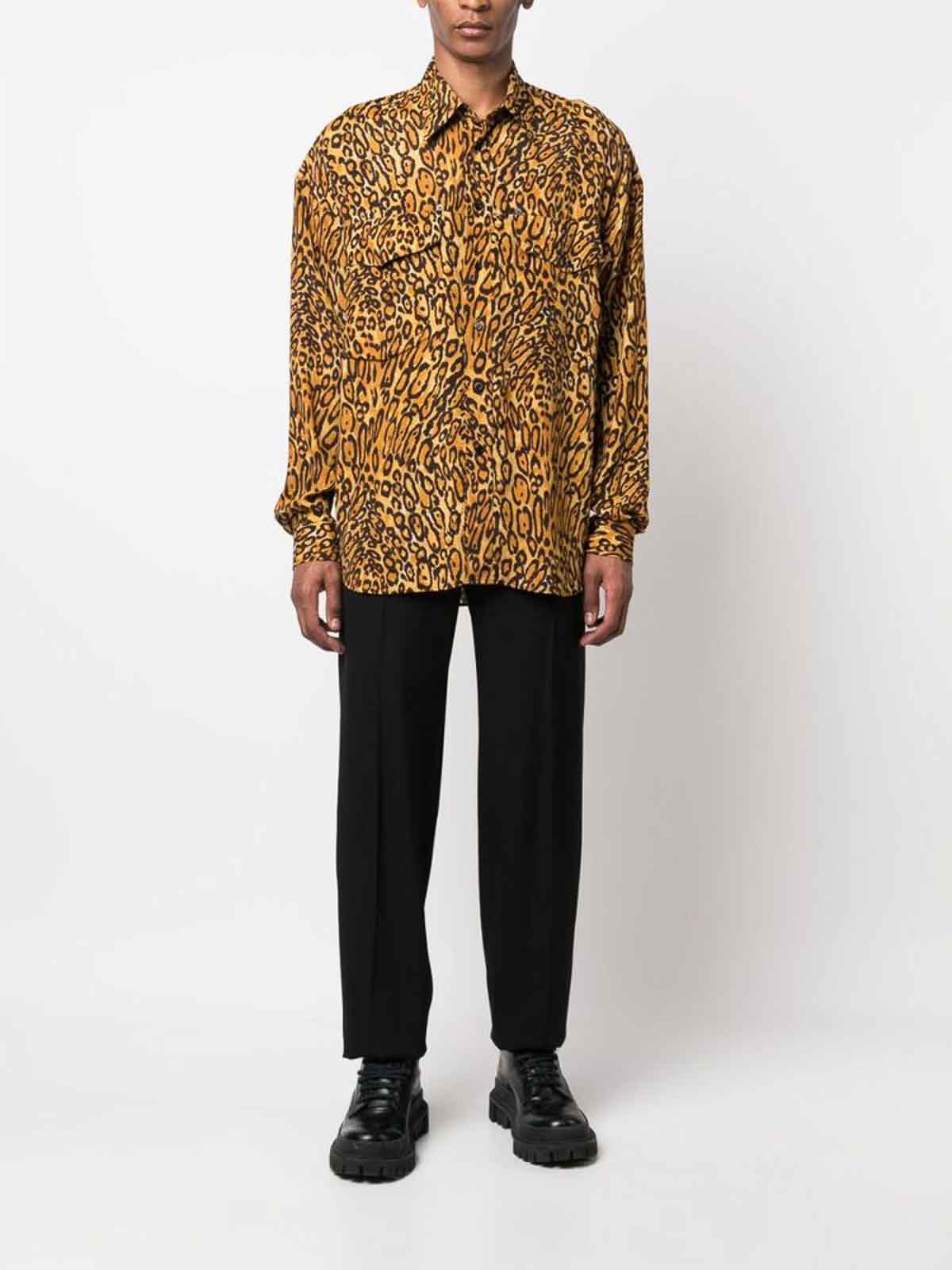 Shop Moschino Leopard-print Shirt In Brown