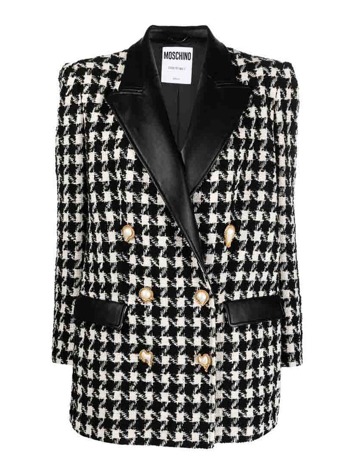 Shop Moschino Crystal Brooch Bomber Jacket In Black