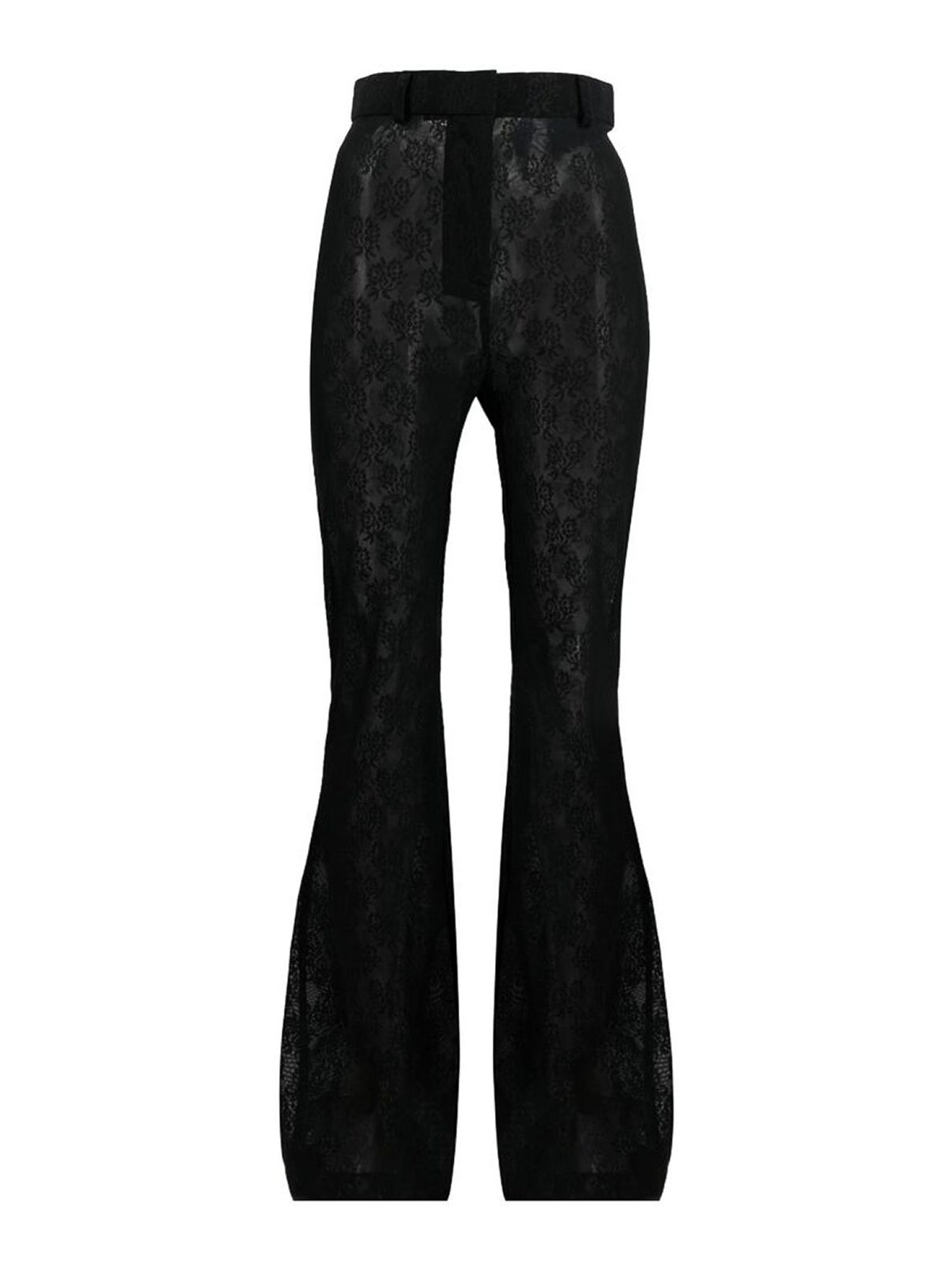 Moschino Floral-lace Sheer Trousers In Black