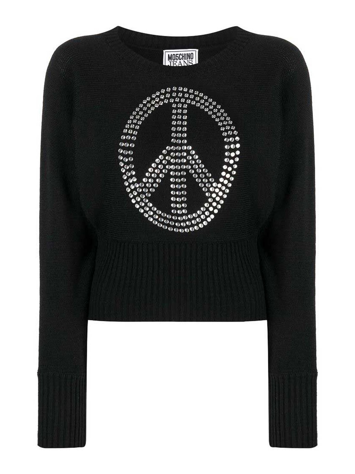 Moschino Jeans Peace Symbol Jersey In Black