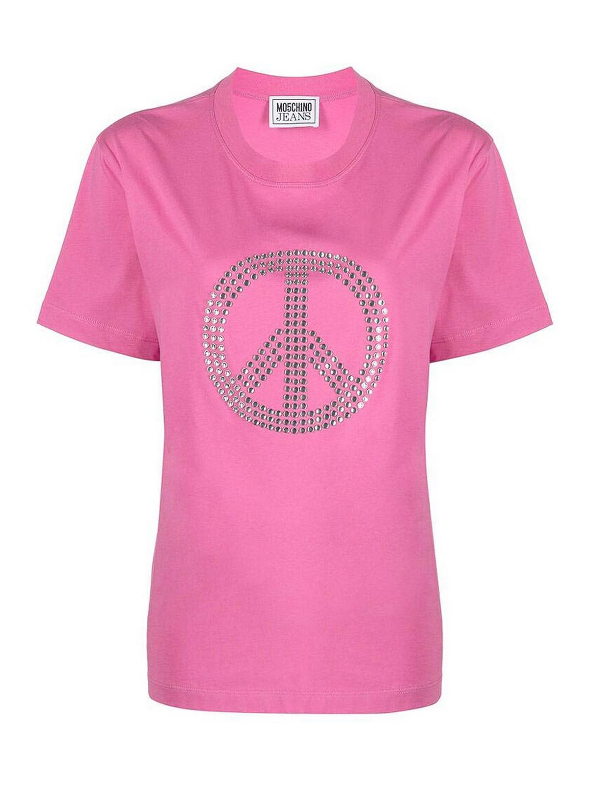 Moschino Jeans Peace Symbol-studded T-shirt In Pink