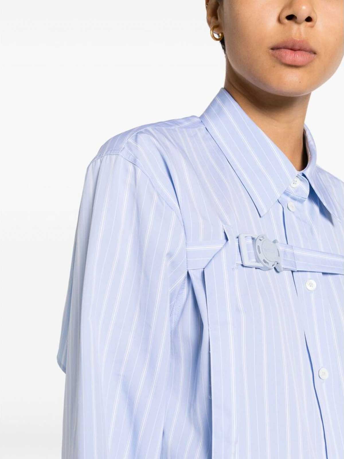 Shop Off-white Poplin Texture Cut-out Shirt In Blue