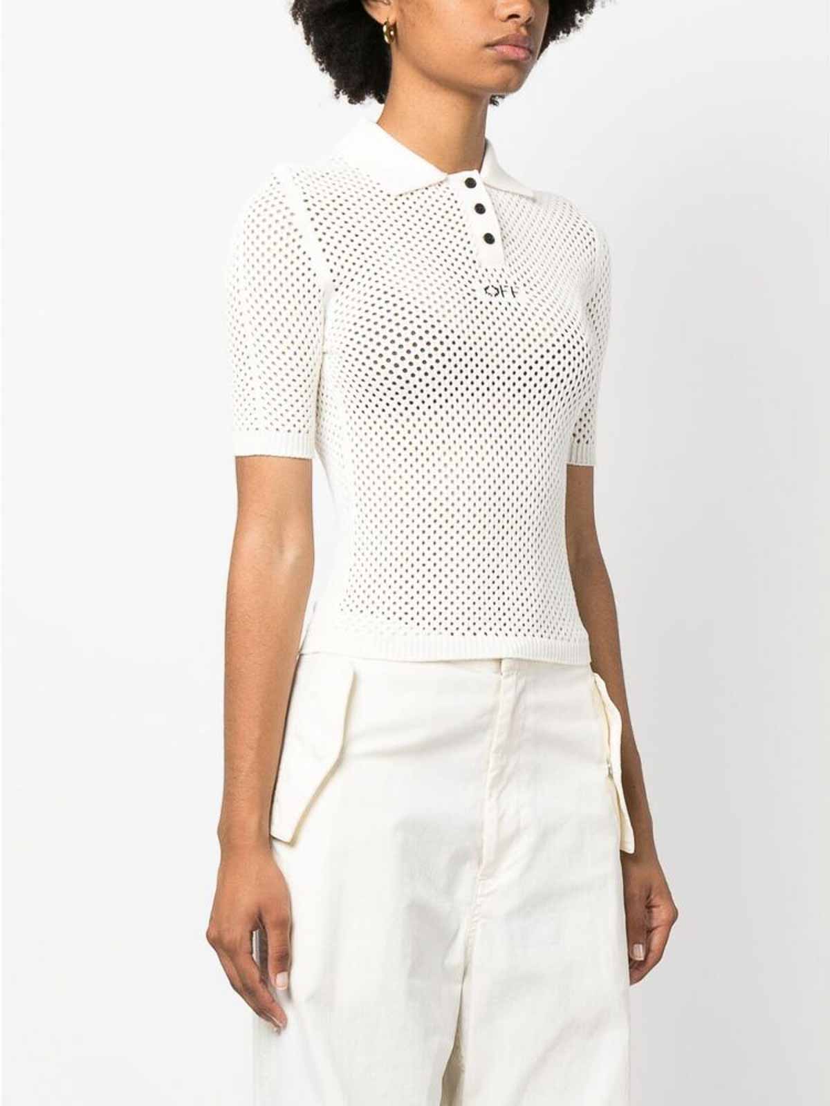 Shop Off-white Logo-intarsia Knit Top In White