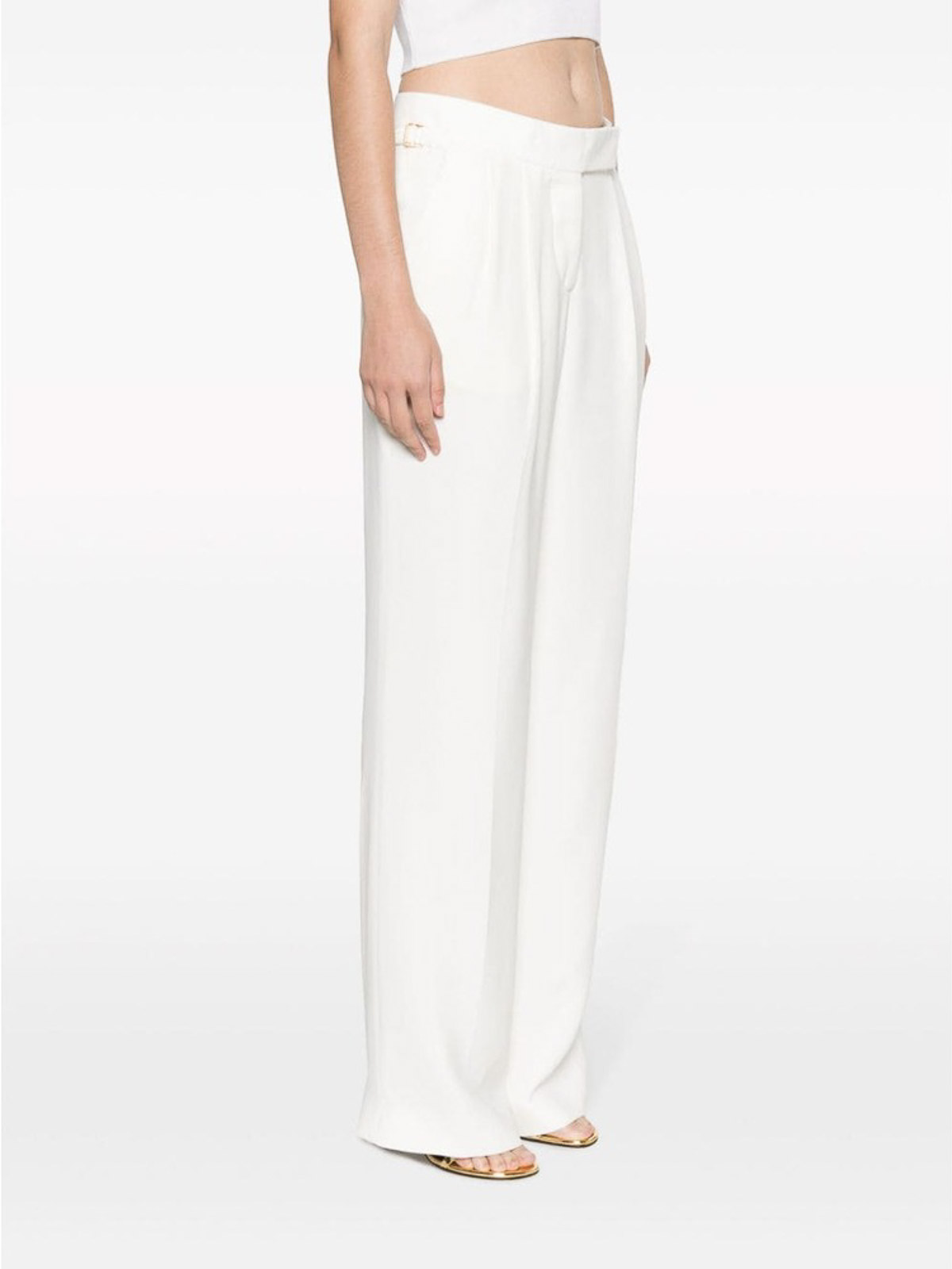 Shop Tom Ford Chalk White Pleat-detail Trousers