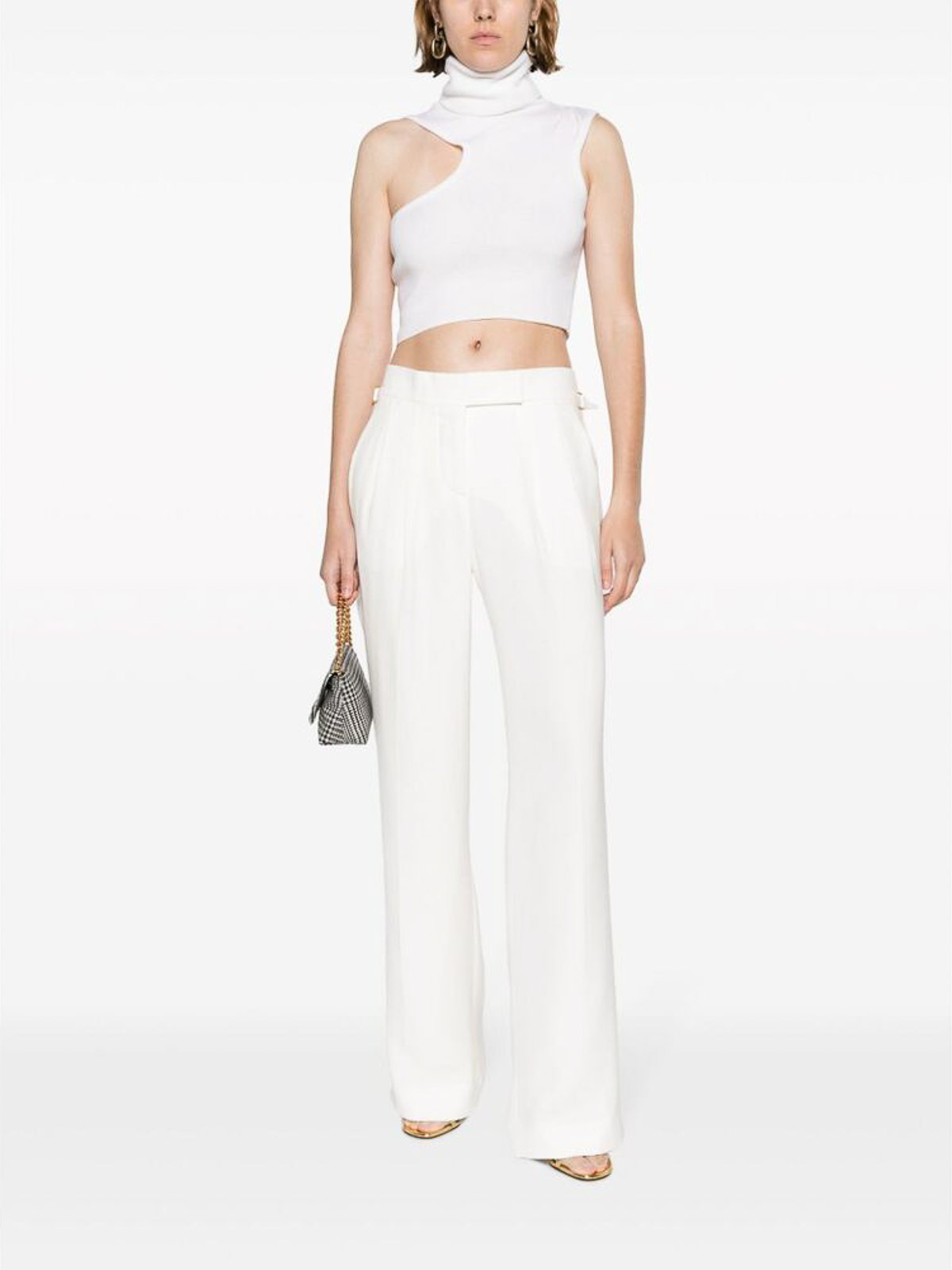 Shop Tom Ford Chalk White Pleat-detail Trousers