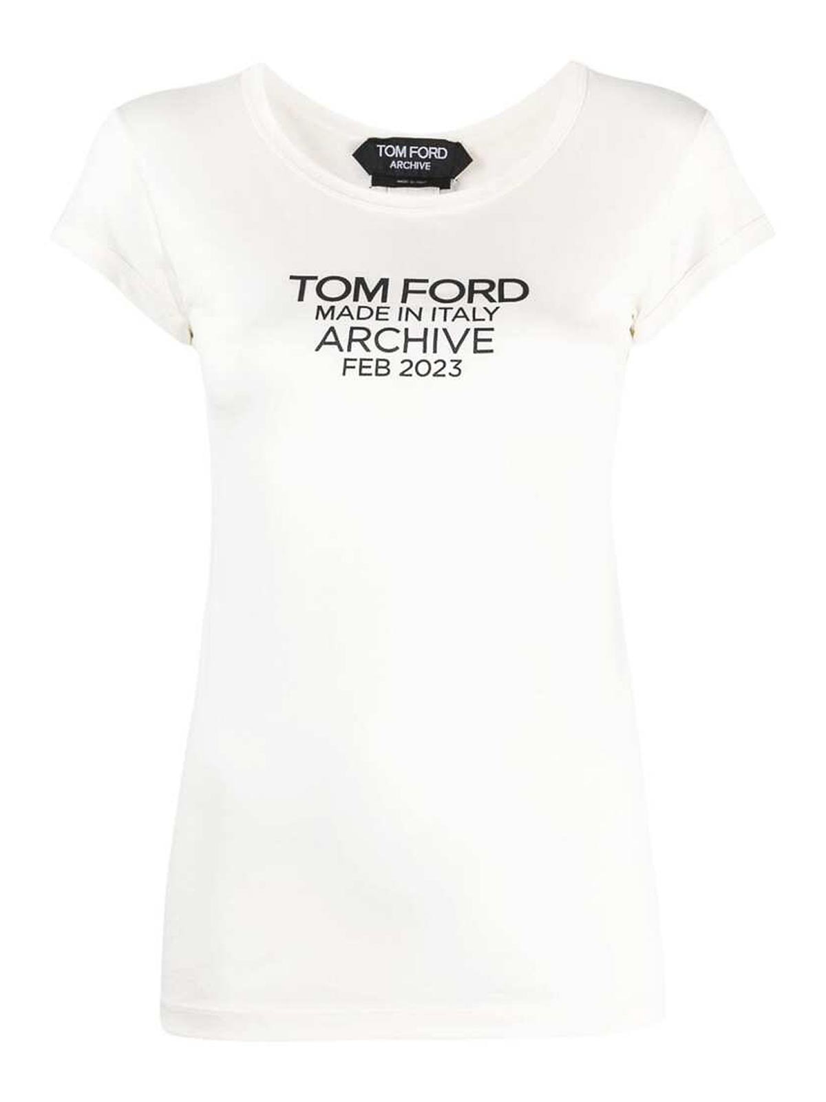 Shop Tom Ford White Logo-print T-shirt