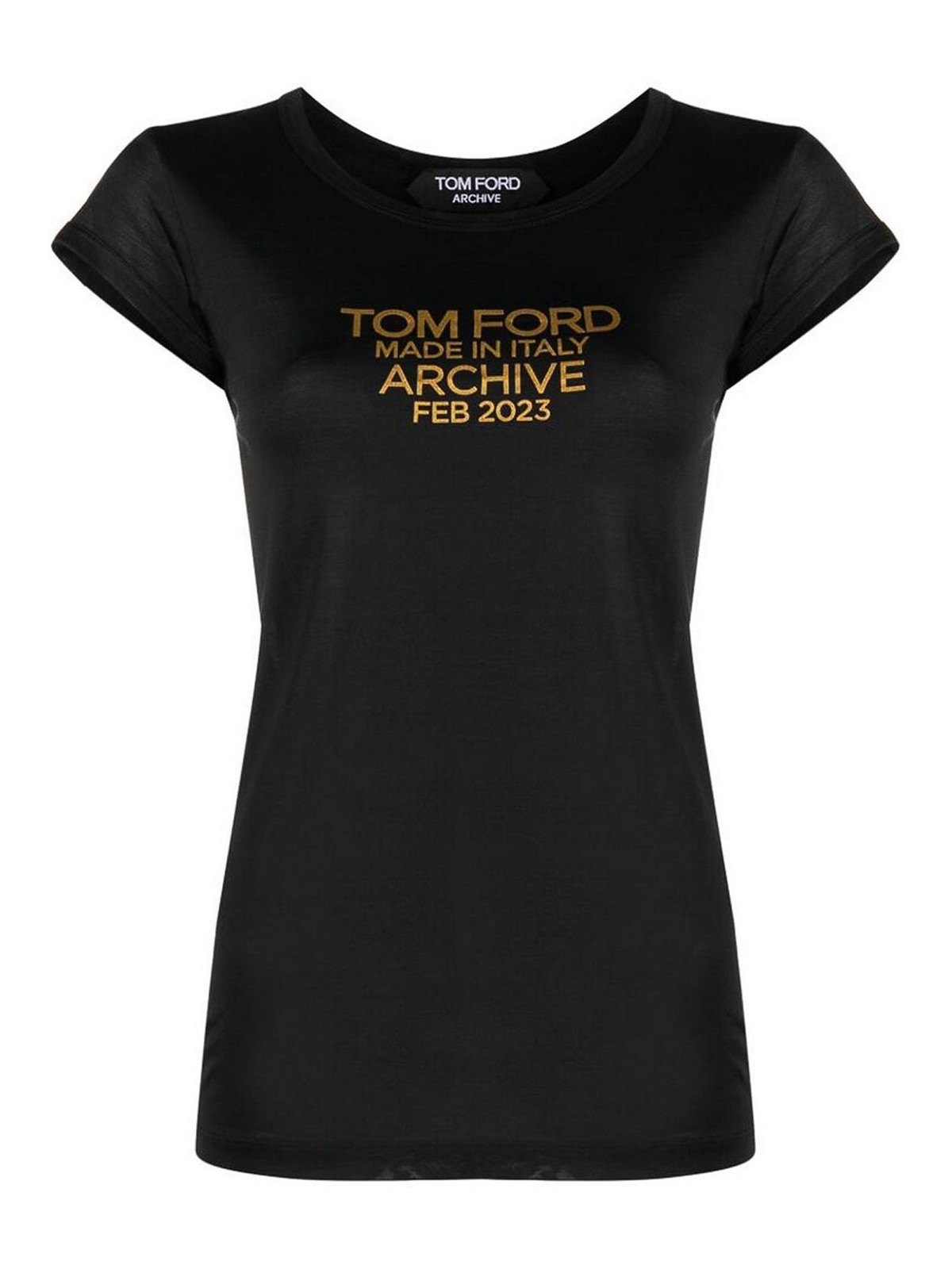 Tom Ford Silk Crew Neck Slim Fit T-shirt Graphic Print In Black