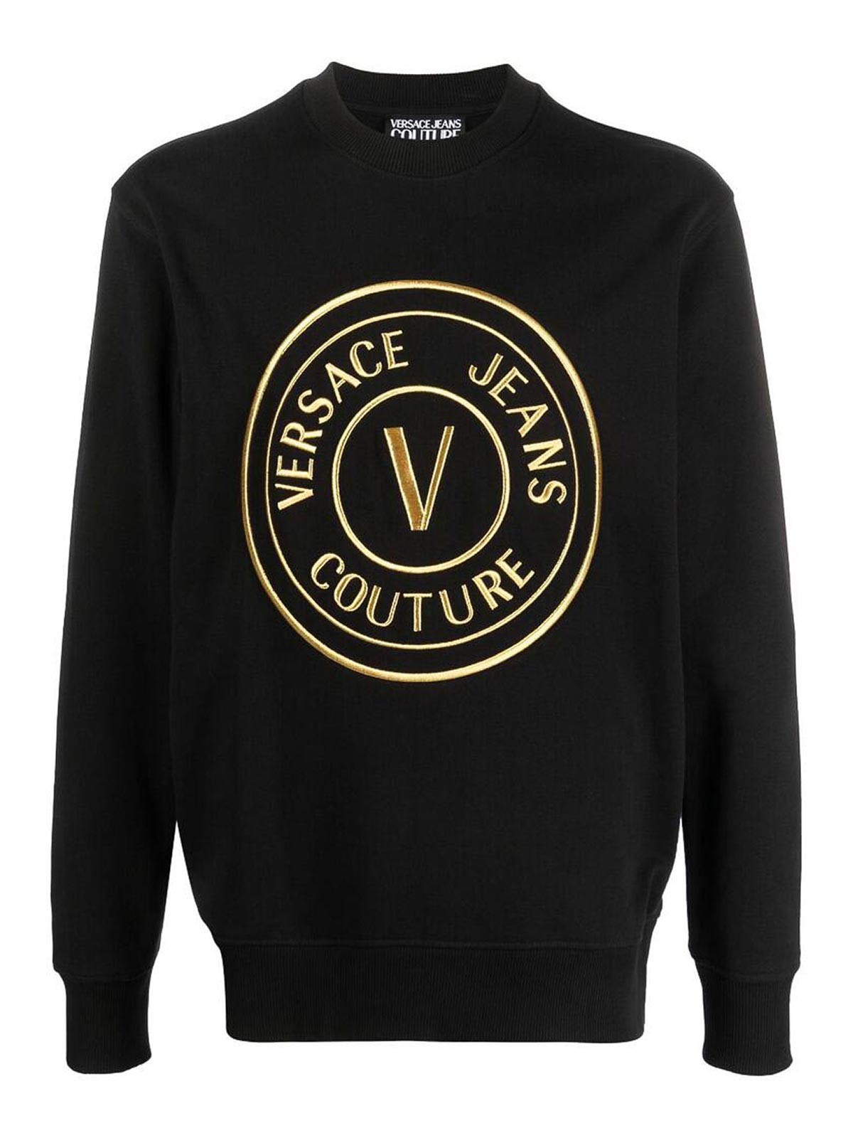 Versace Jeans Couture V-emblem Embroidered Sweatshirt In Black