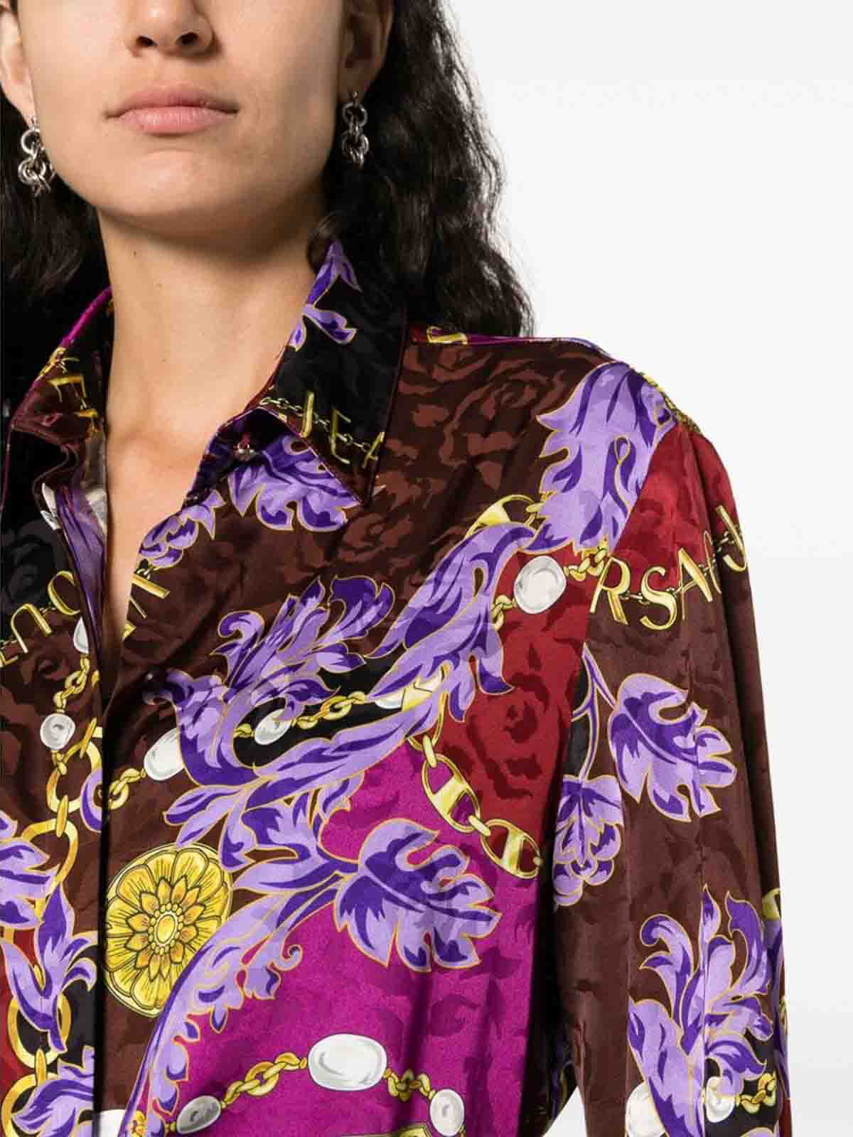 Shop Versace Jeans Couture Purple Chain-print Shirt In Azul