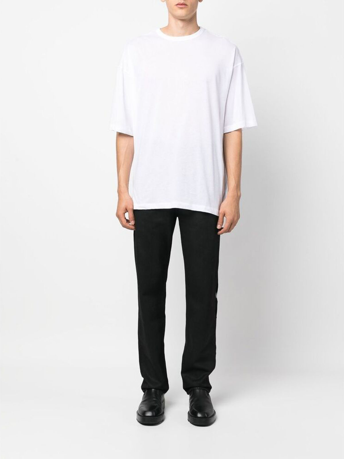 Shop Ann Demeulemeester Black Distressed Oversize Tee In White