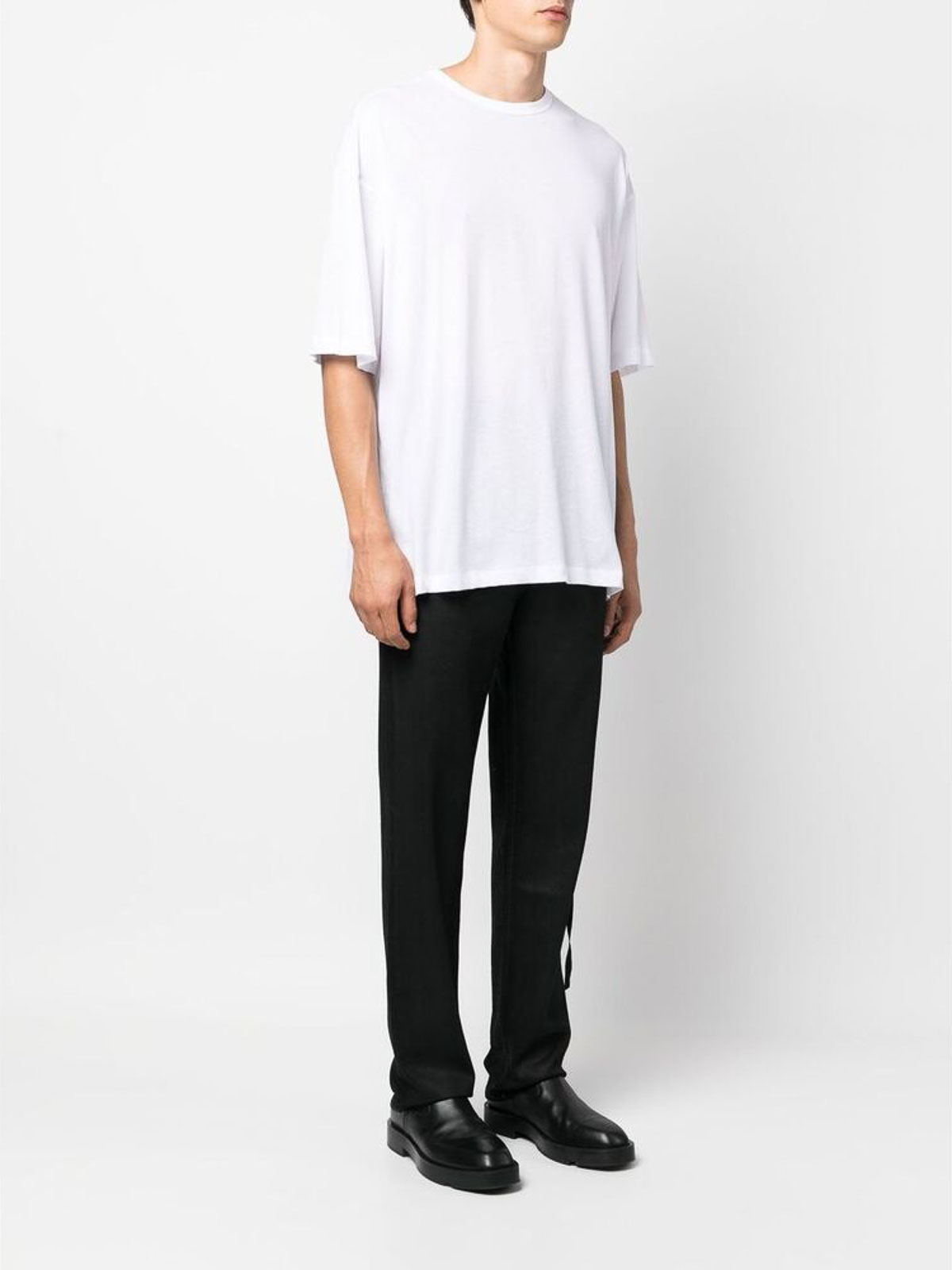 Shop Ann Demeulemeester Black Distressed Oversize Tee In White